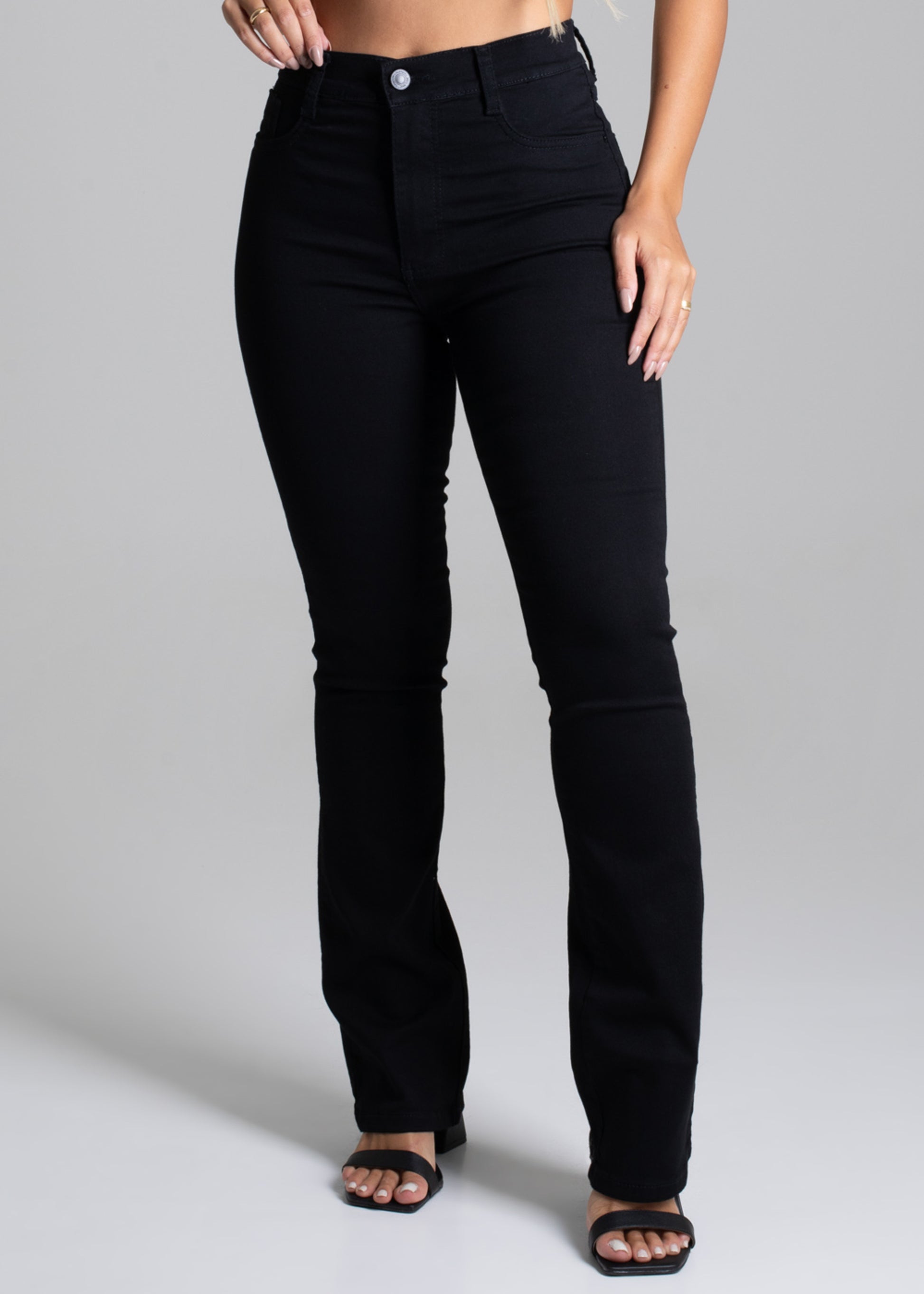 Sawary Boot Cut Canvas Pants - 264080 BLACK
