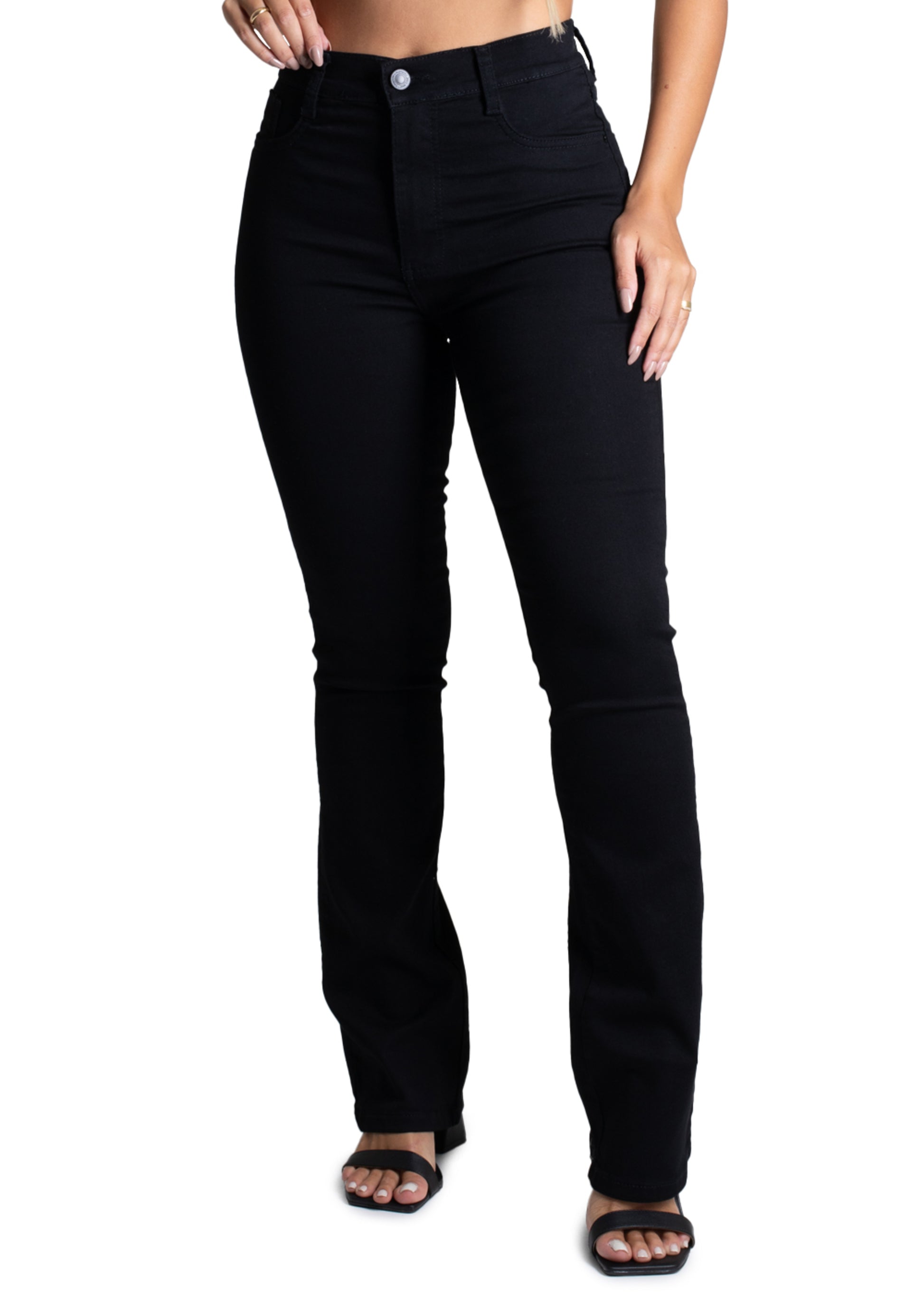Sawary Boot Cut Canvas Pants - 264080 BLACK