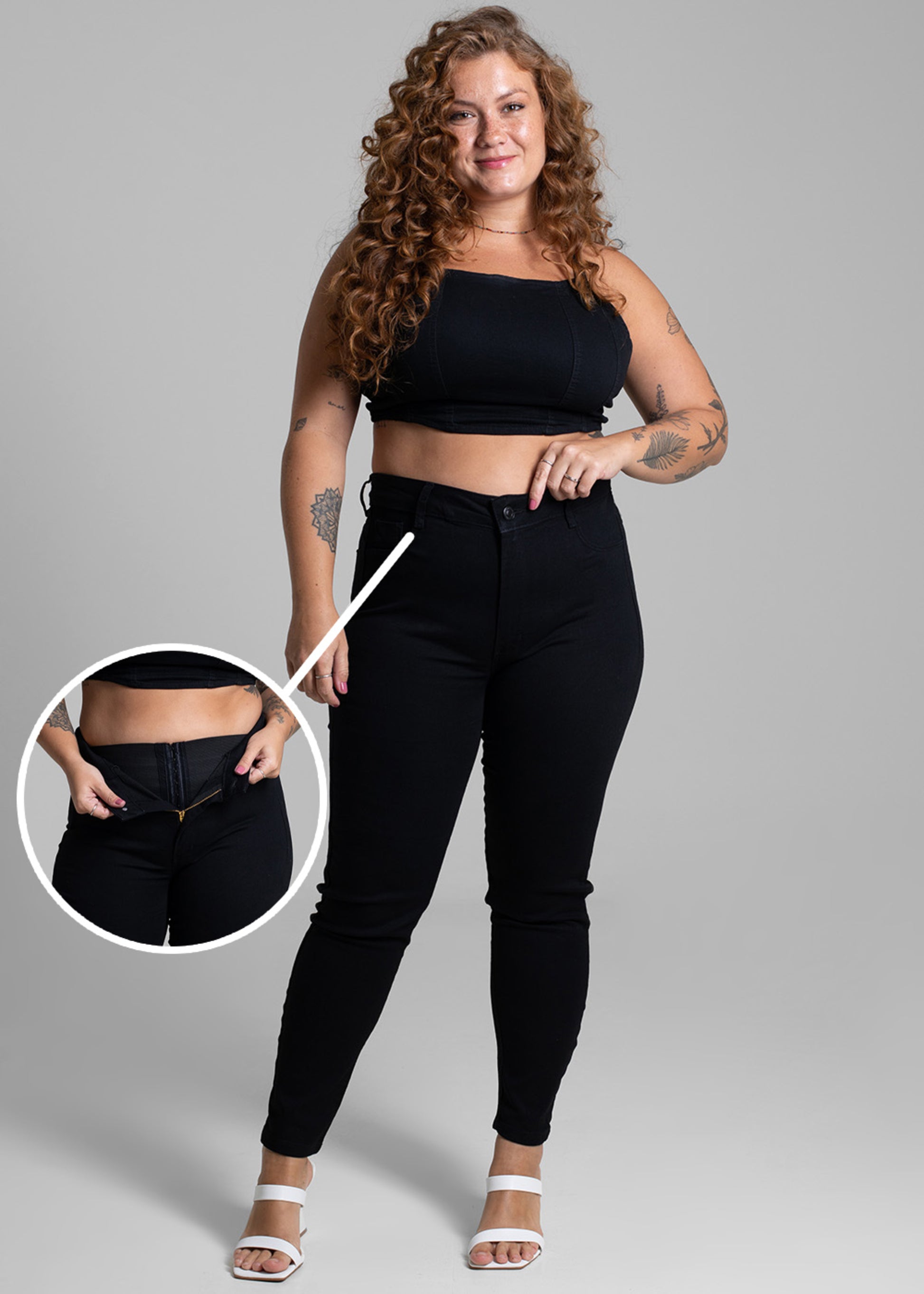 Sawary Plus Size Super Lipo Canvas Pants - 265870 BLACK