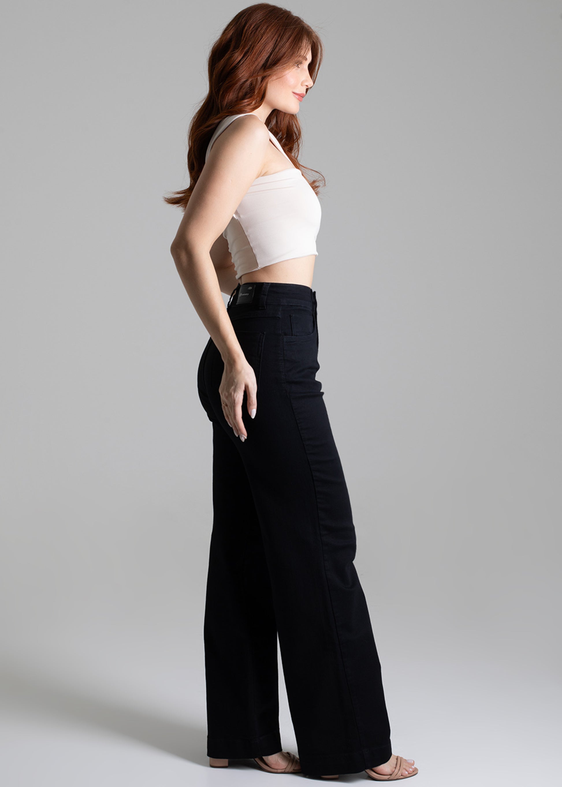 Sawary Wide Leg Canvas Pants - 275028 BLACK
