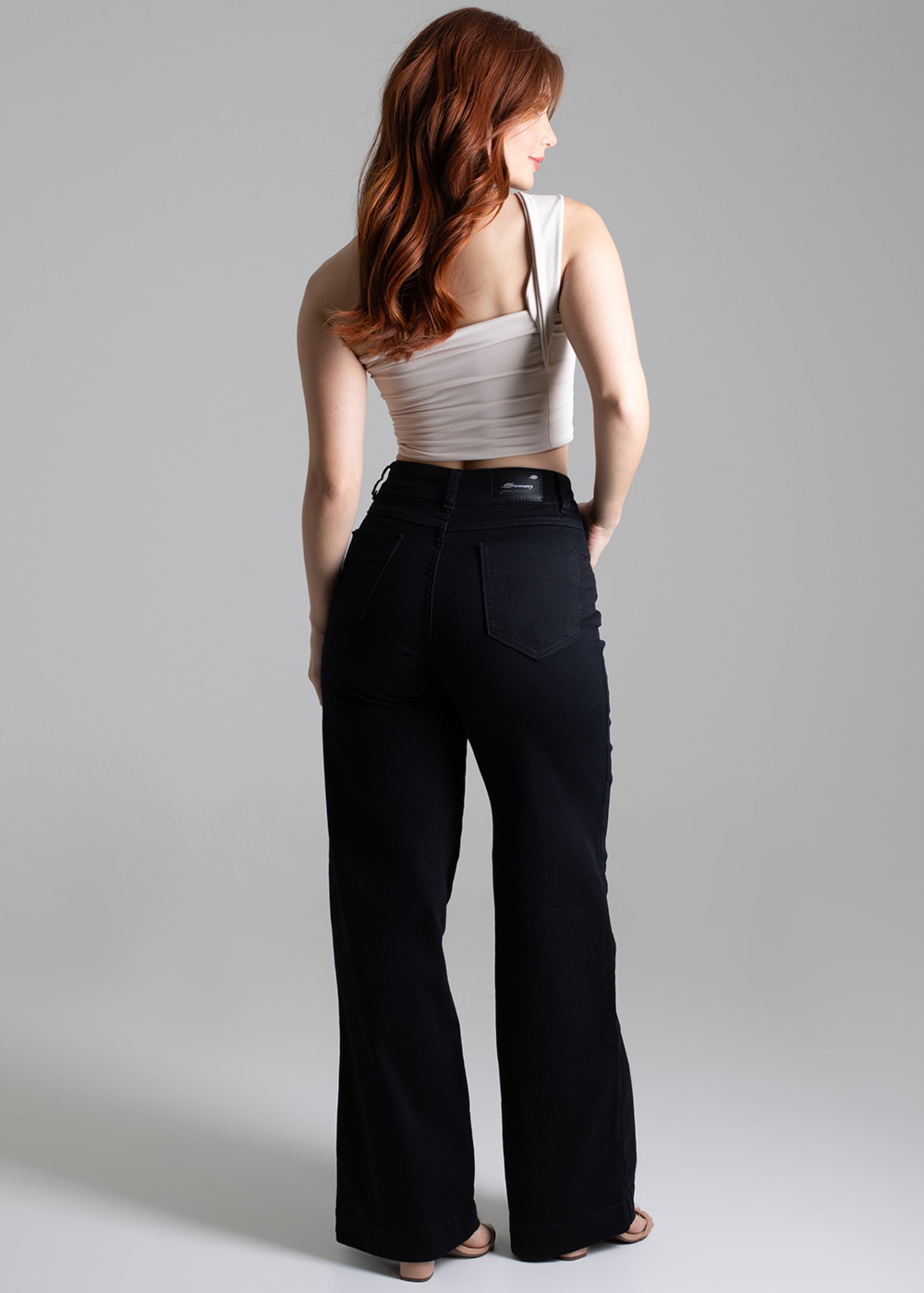 Sawary Wide Leg Canvas Pants - 275028 BLACK