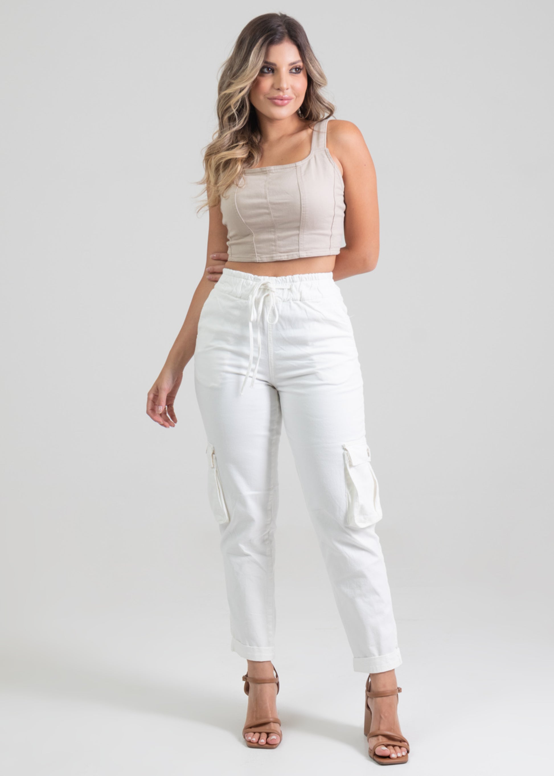 Sawary Mom Canvas Pants - 275860