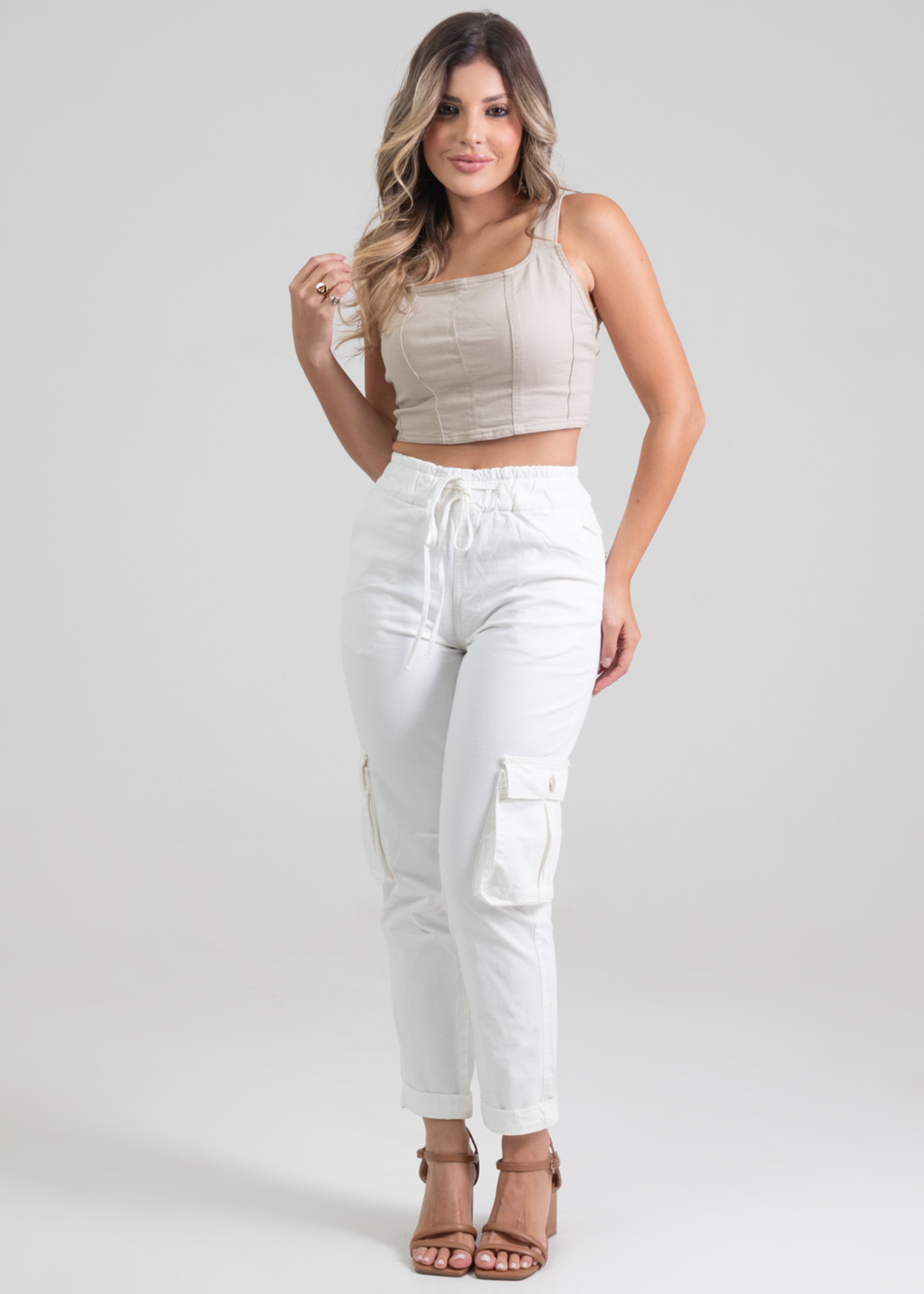 Sawary Mom Canvas Pants - 275860