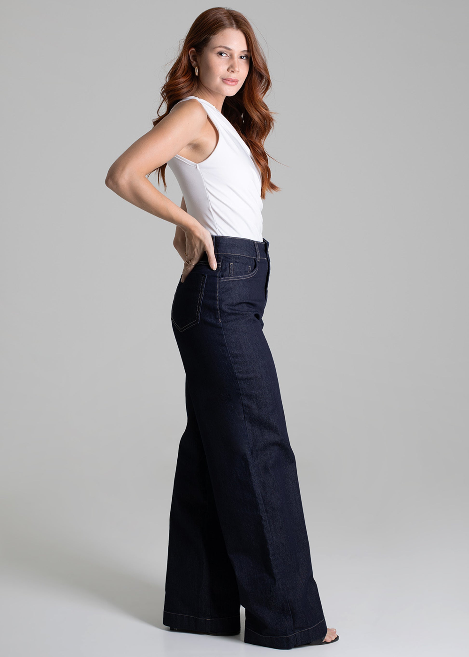 Sawary Wide Leg Jeans Pants - 276266 BLUE