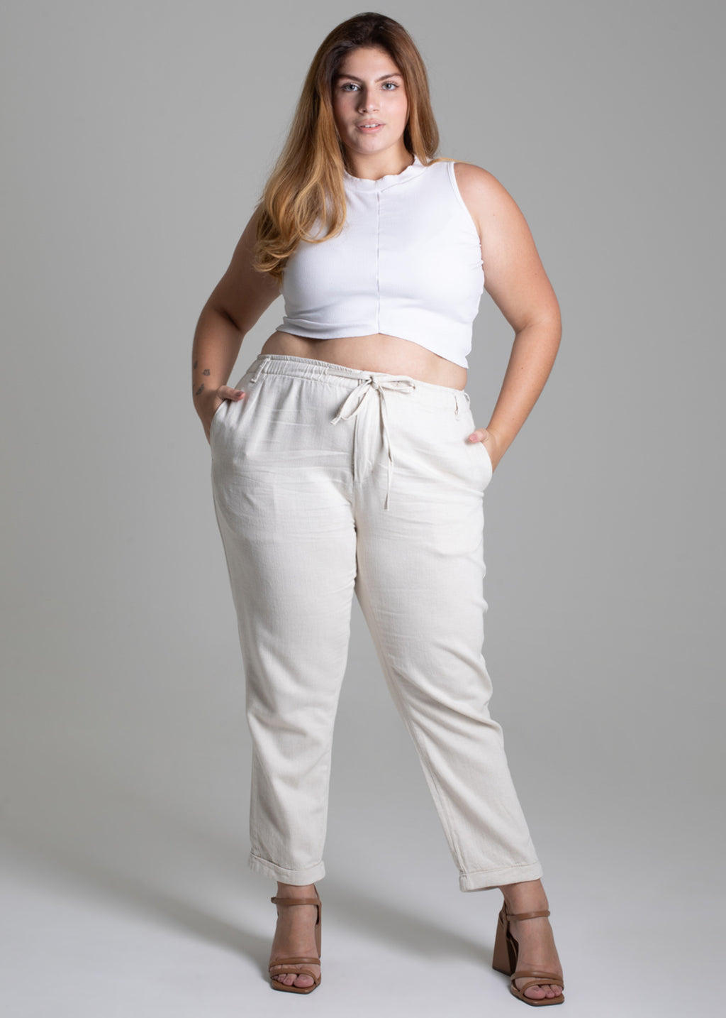 Sawary Plus Size Linen Pants - 276682