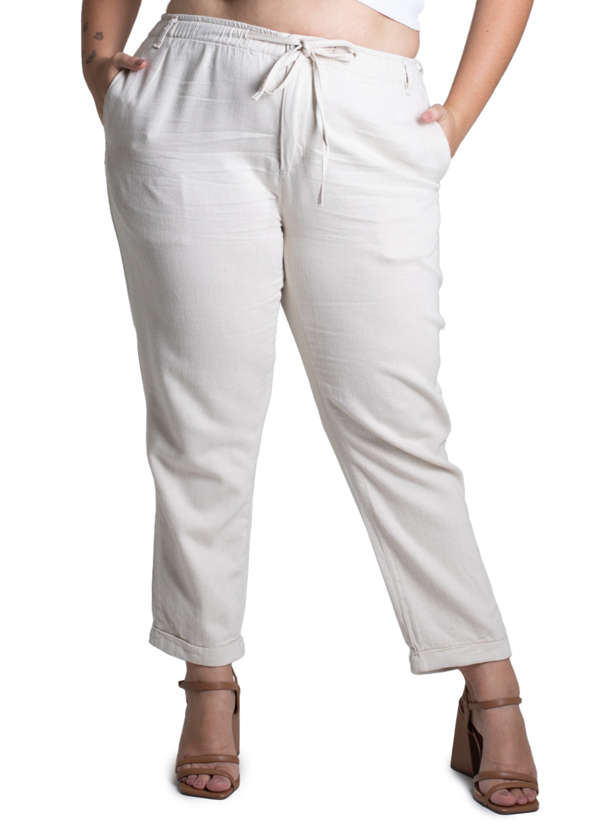 Sawary Plus Size Linen Pants - 276682