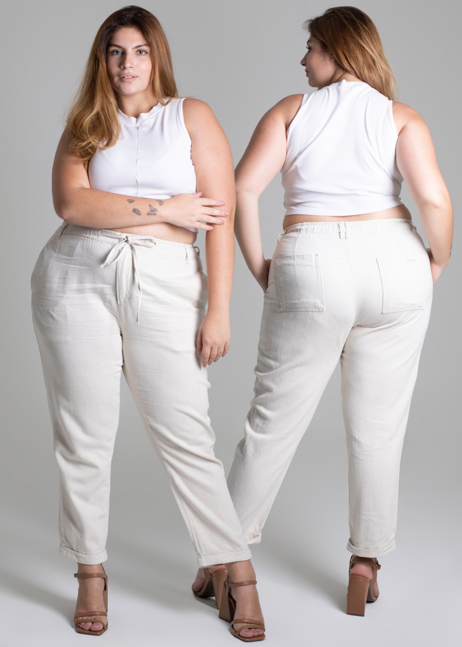 Sawary Plus Size Linen Pants - 276682