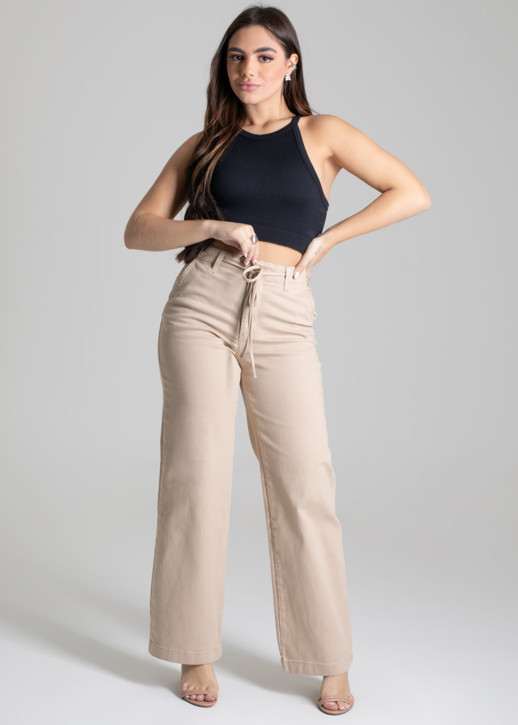 Sawary Wide Leg Canvas Pants - 277232