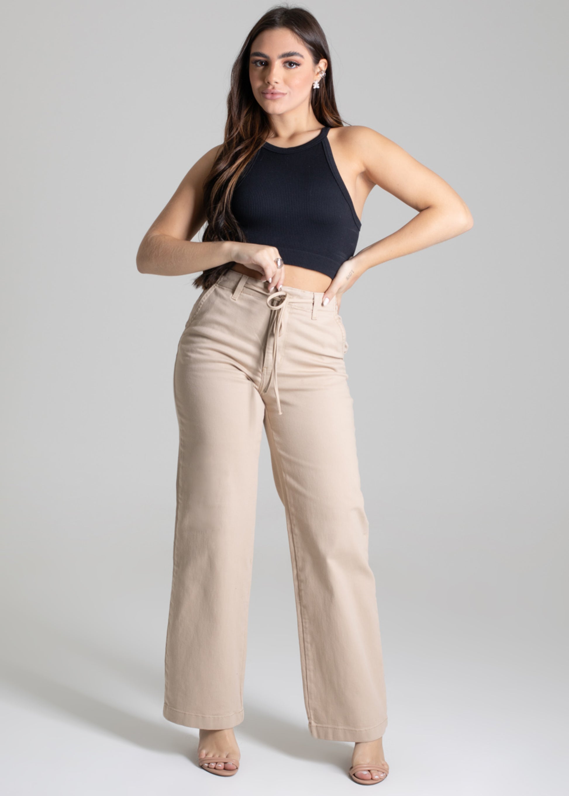 Sawary Wide Leg Canvas Pants - 277232