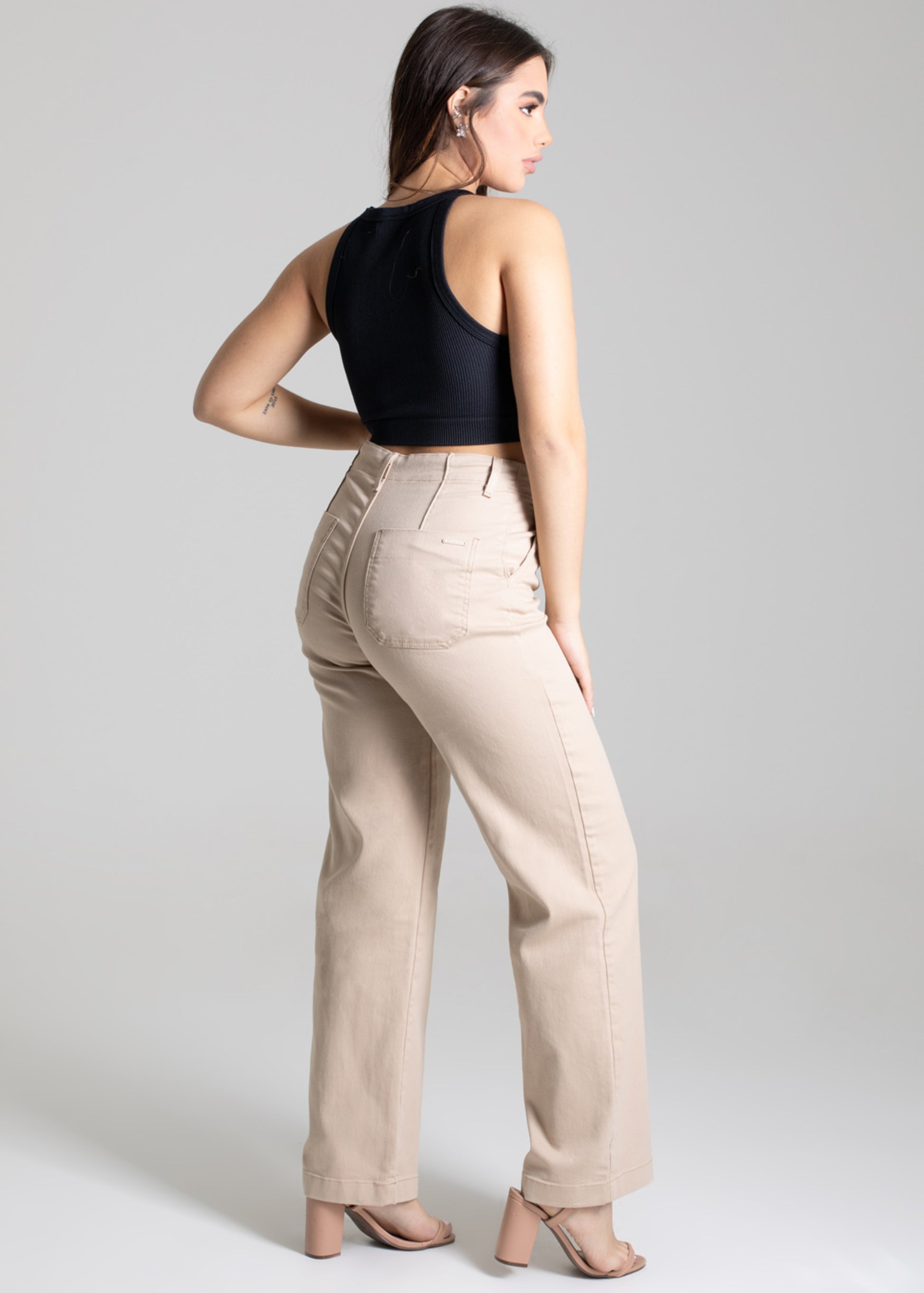 Sawary Wide Leg Canvas Pants - 277232