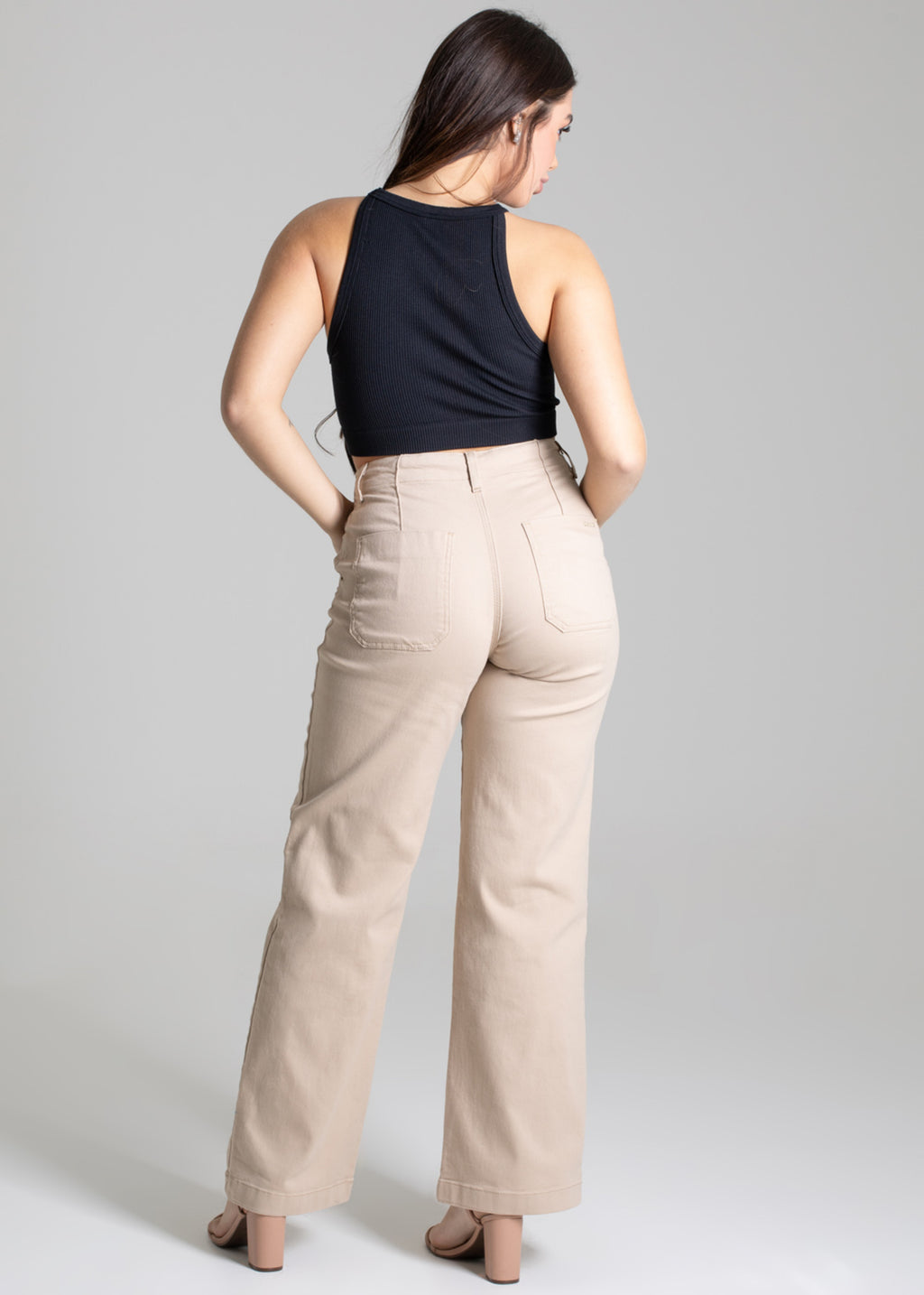 Sawary Wide Leg Canvas Pants - 277232