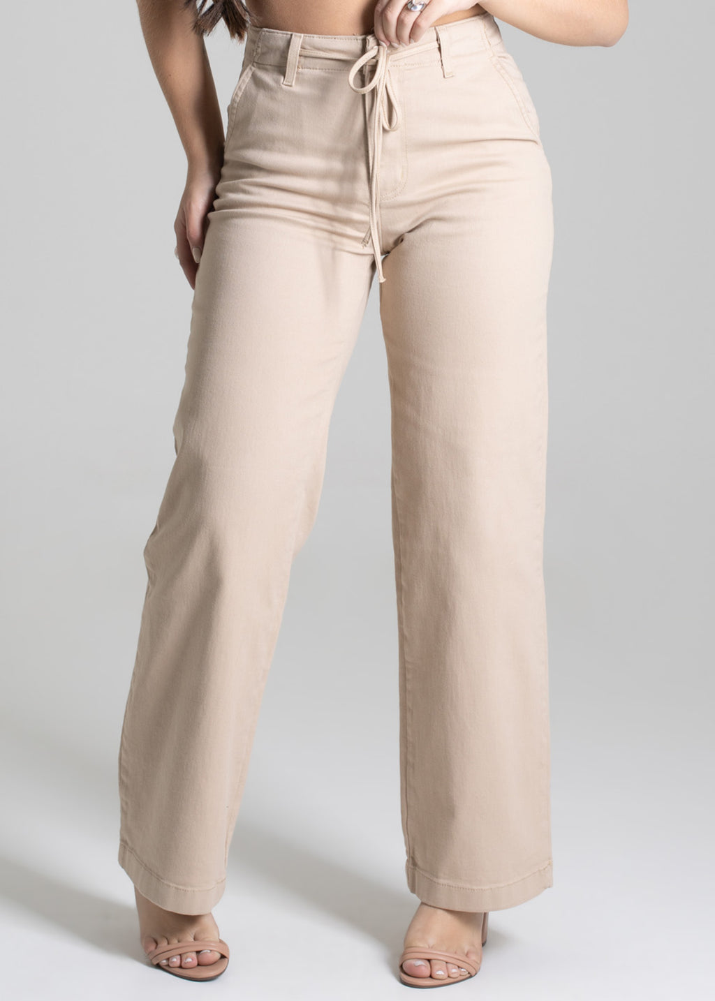 Sawary Wide Leg Canvas Pants - 277232