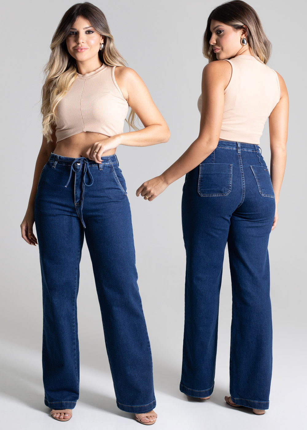 Sawary Wide Leg Jeans Pants - 277248