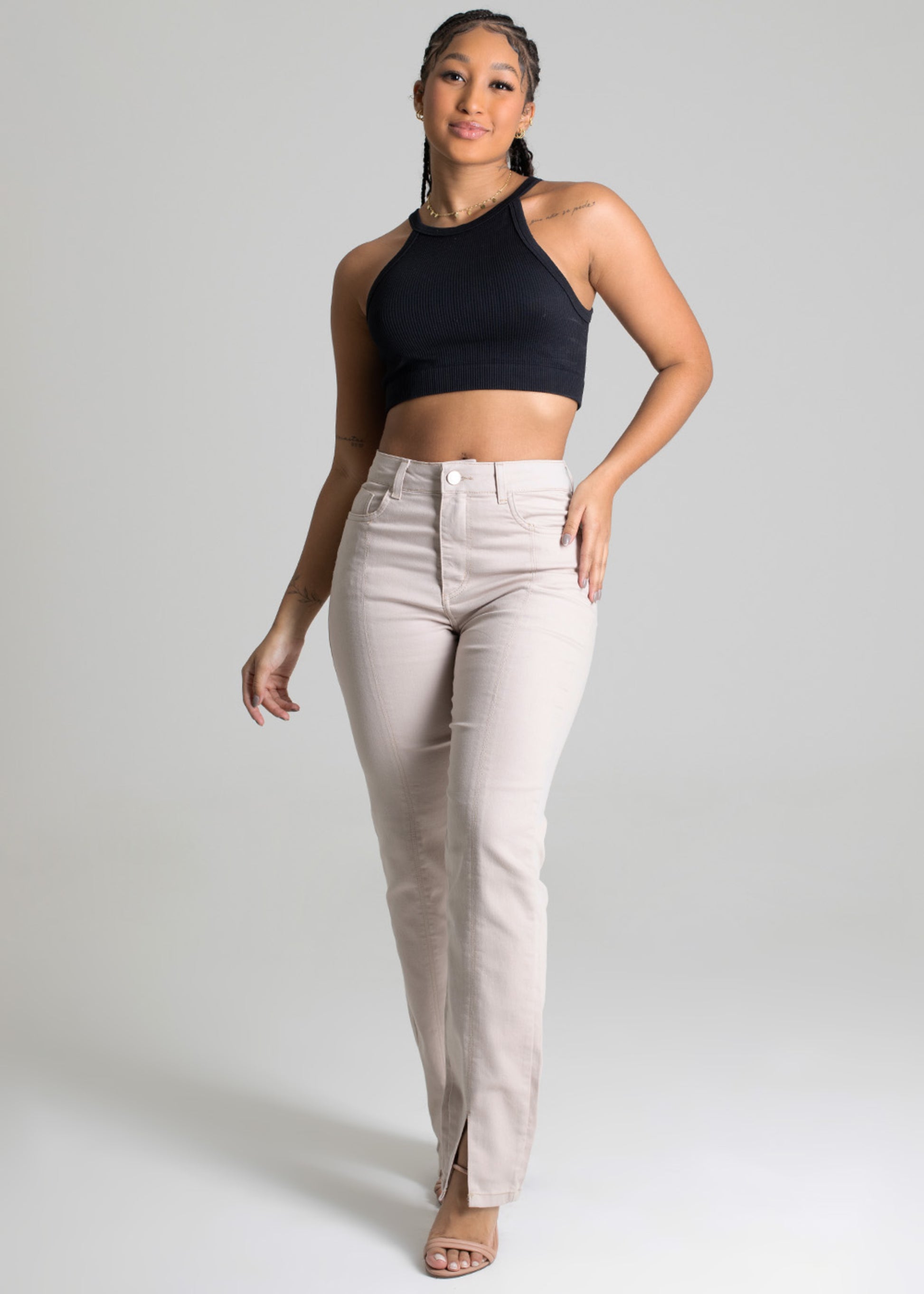 Sawary Straight Canvas Pants - 277346