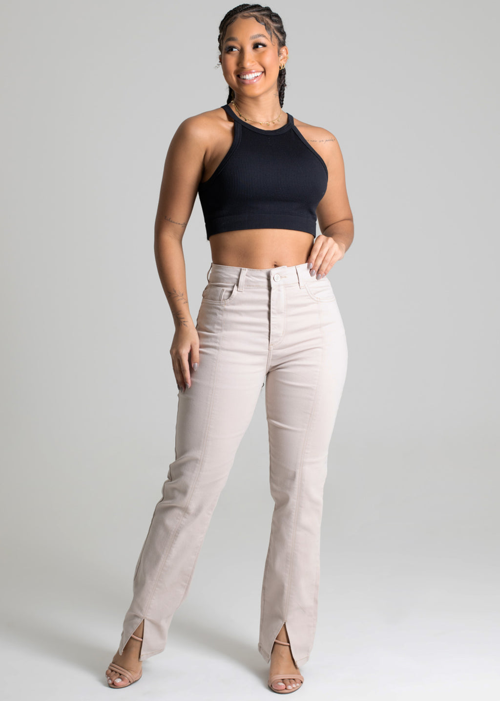 Sawary Straight Canvas Pants - 277346