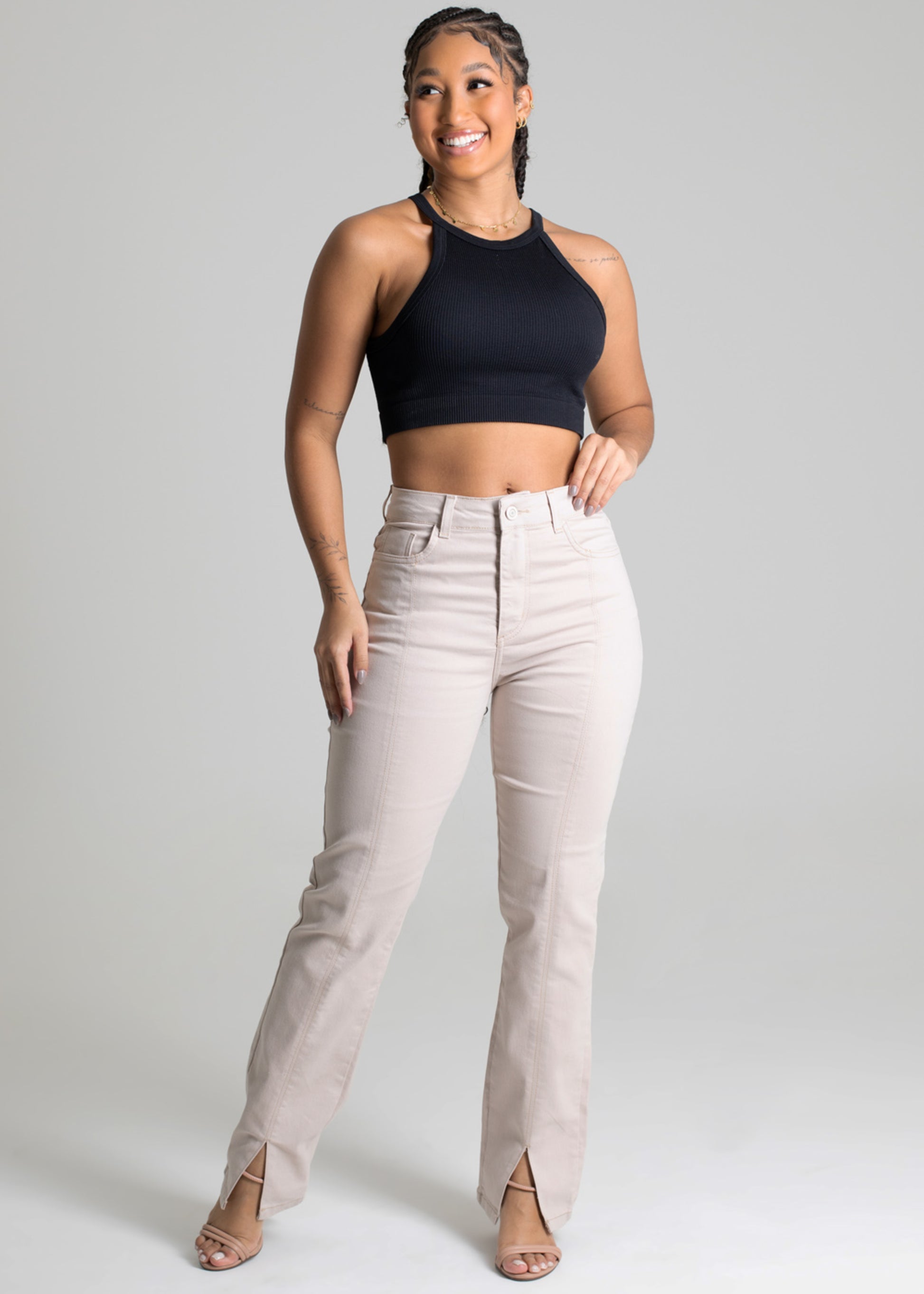 Sawary Straight Canvas Pants - 277346