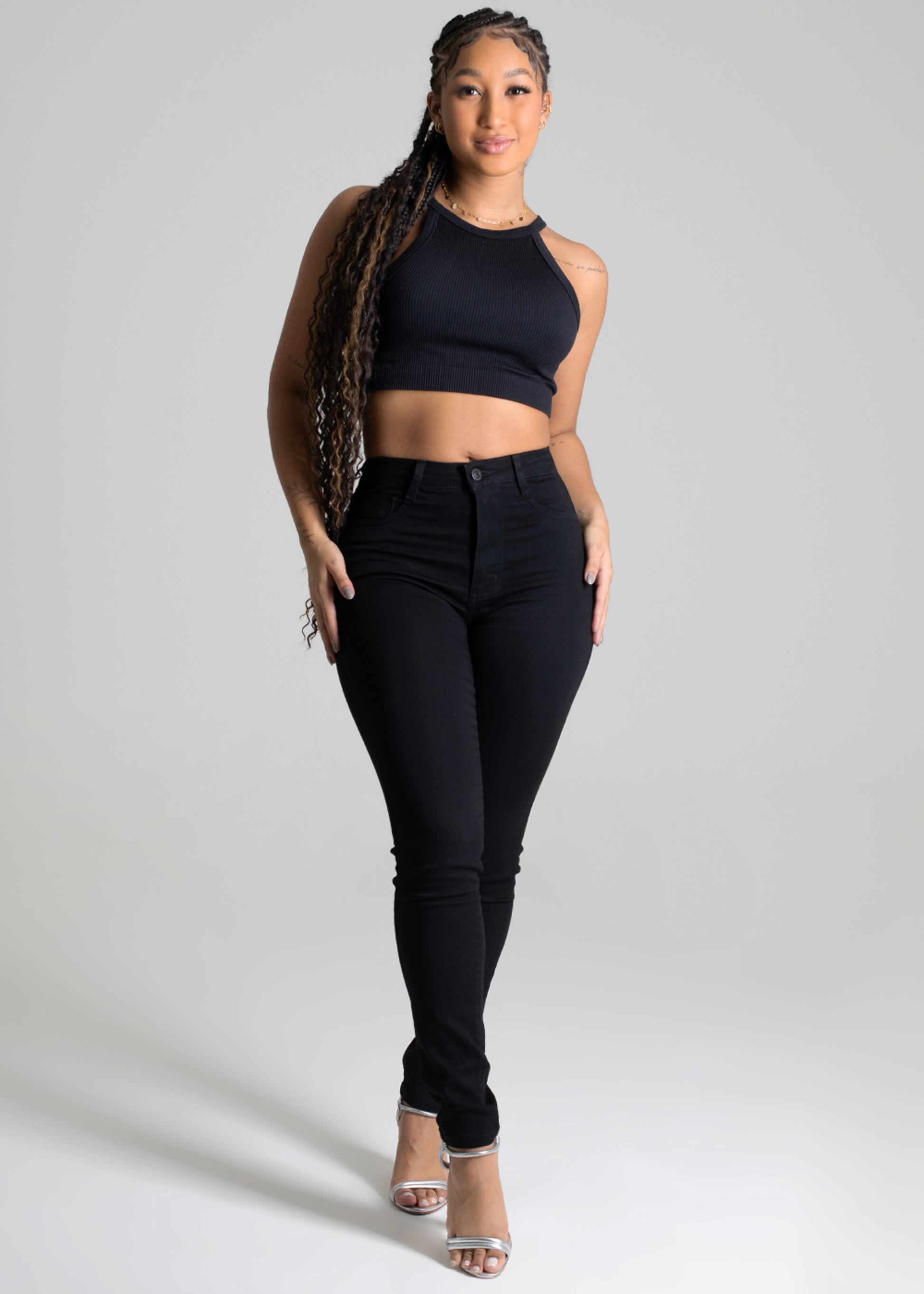 Sawary Butt Shaping Canvas Pants - 277452 BLACK