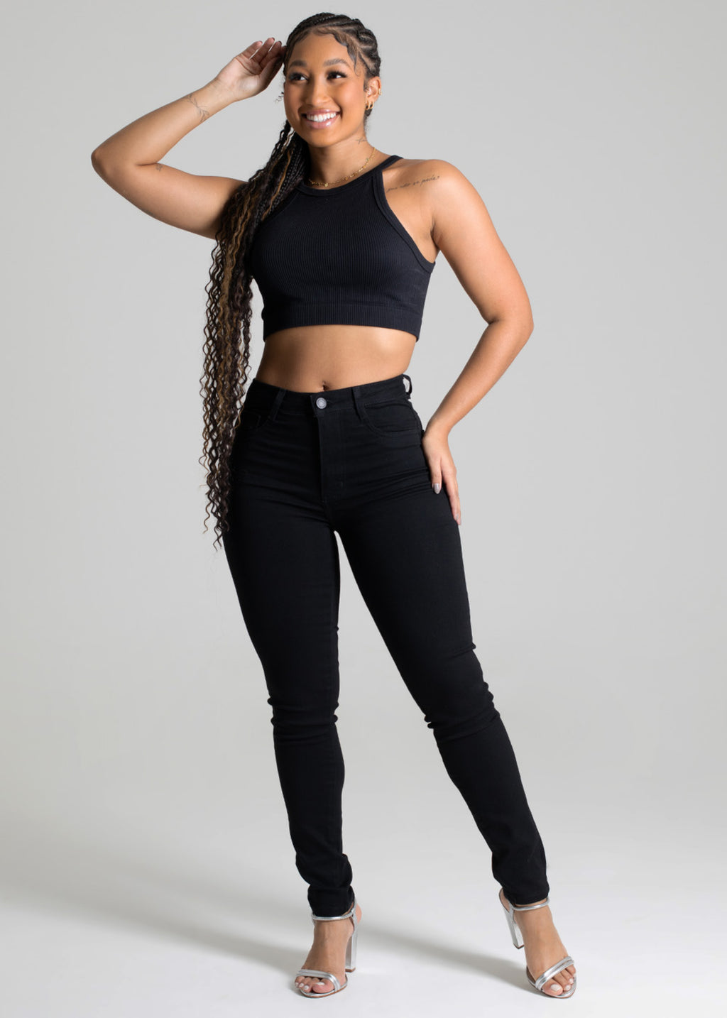 Sawary Butt Shaping Canvas Pants - 277452 BLACK
