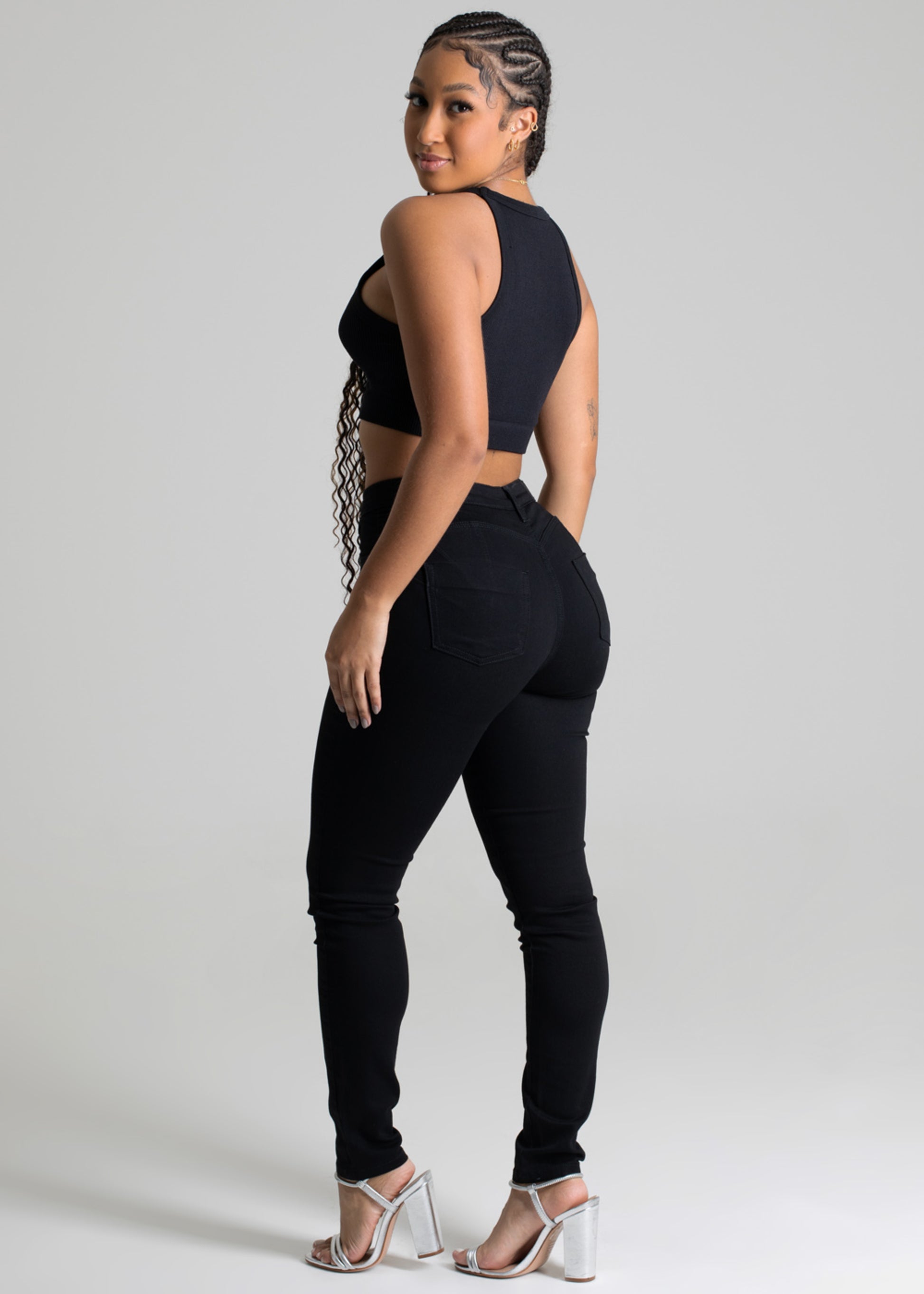 Sawary Butt Shaping Canvas Pants - 277452 BLACK