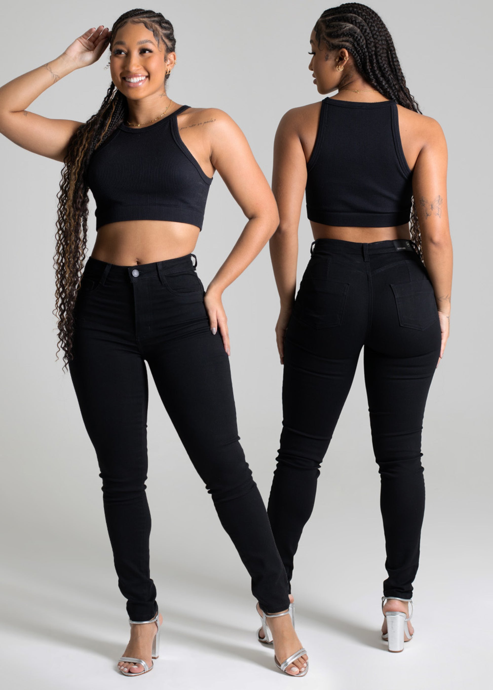 Sawary Butt Shaping Canvas Pants - 277452 BLACK