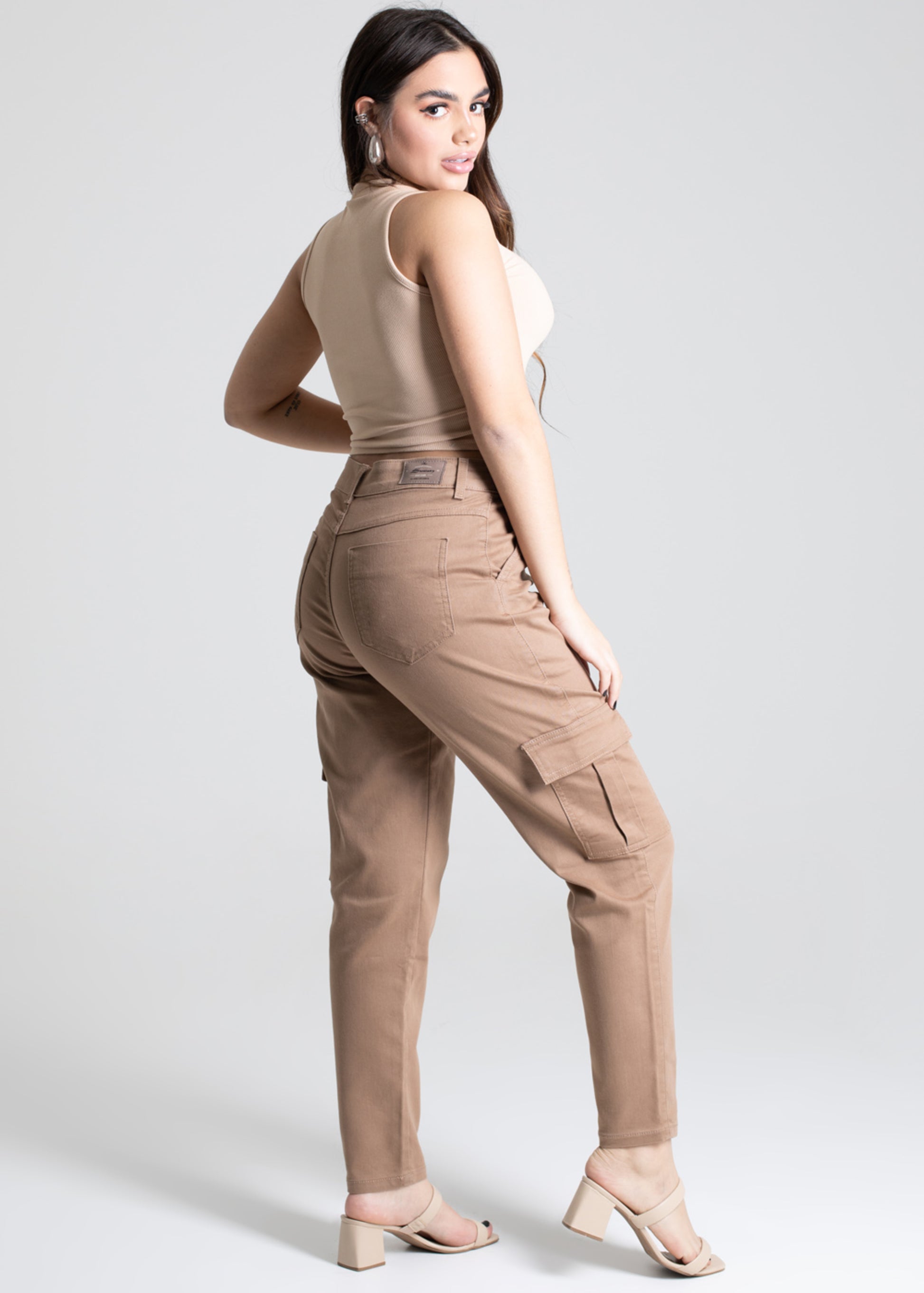 Sawary Mom Canvas Pants - 277575 BEIGE