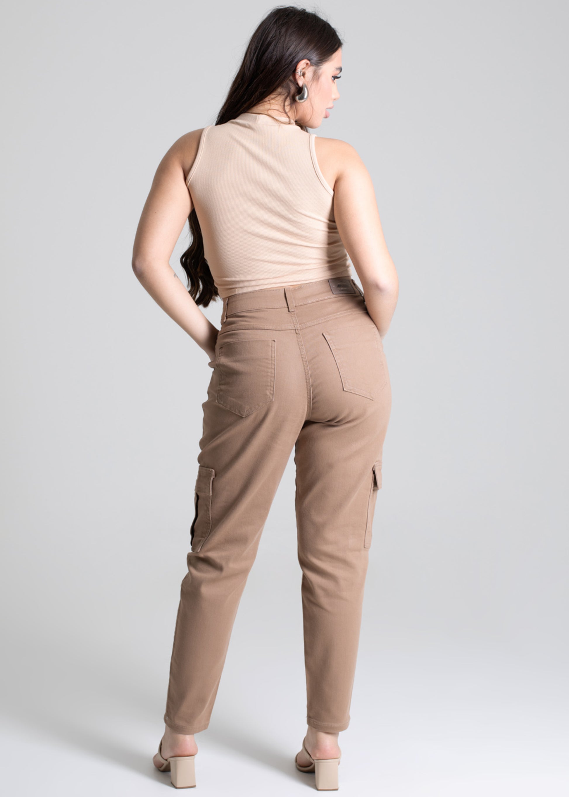 Sawary Mom Canvas Pants - 277575 BEIGE