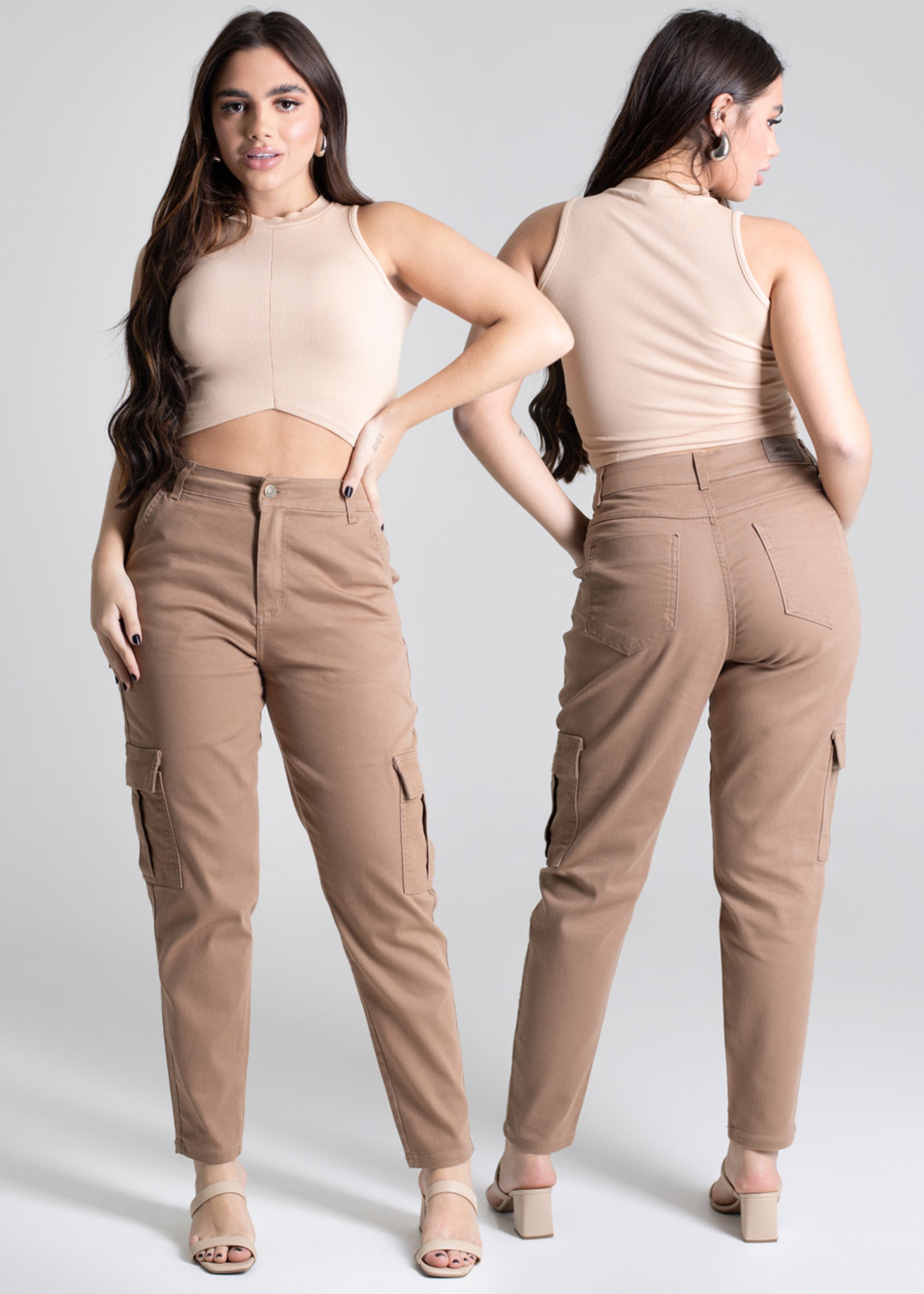 Sawary Mom Canvas Pants - 277575 BEIGE