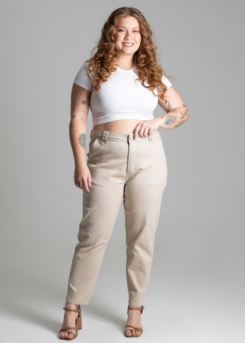 Sawary Plus Size Mom Canvas Pants -277661