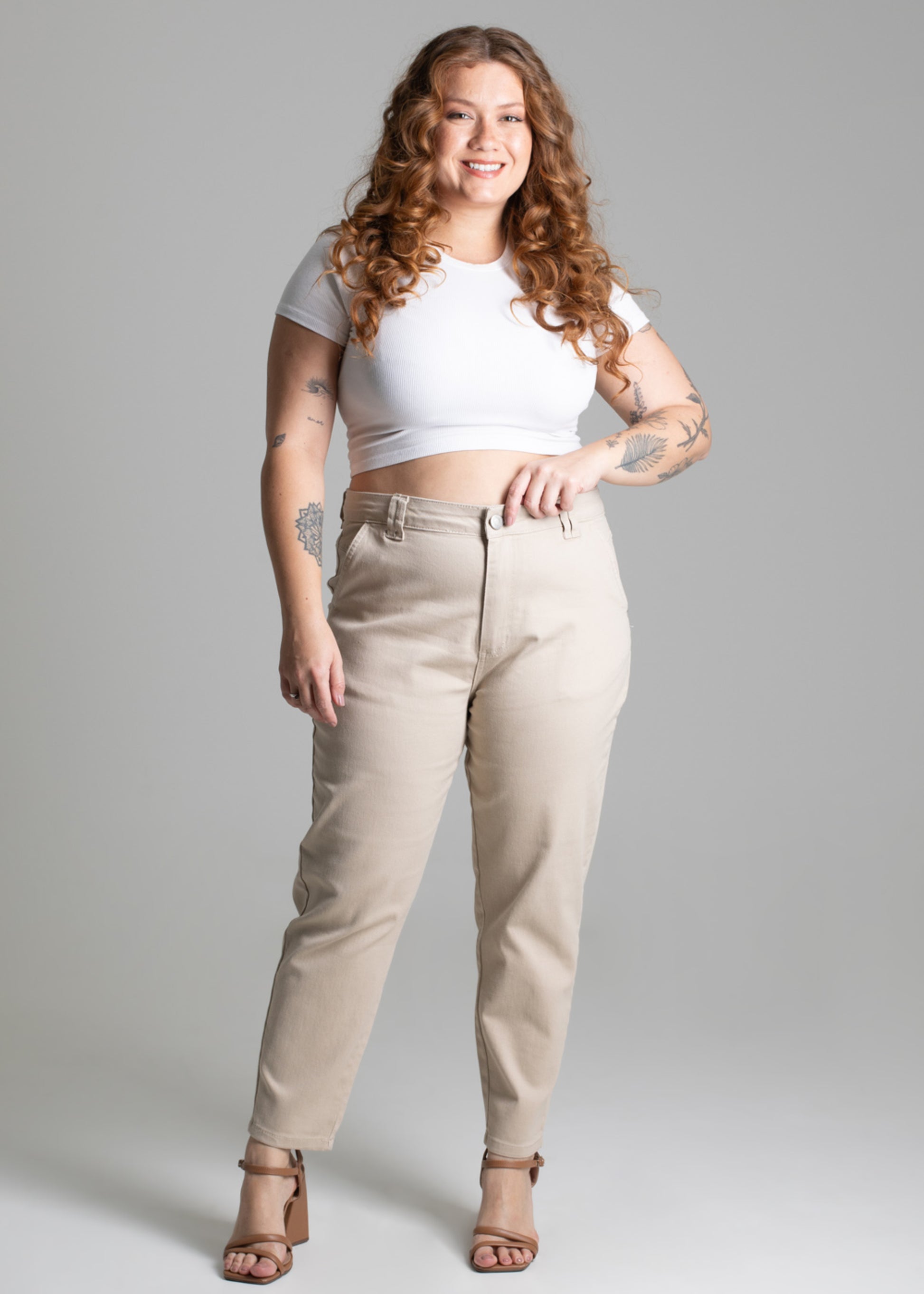 Sawary Plus Size Mom Canvas Pants -277661