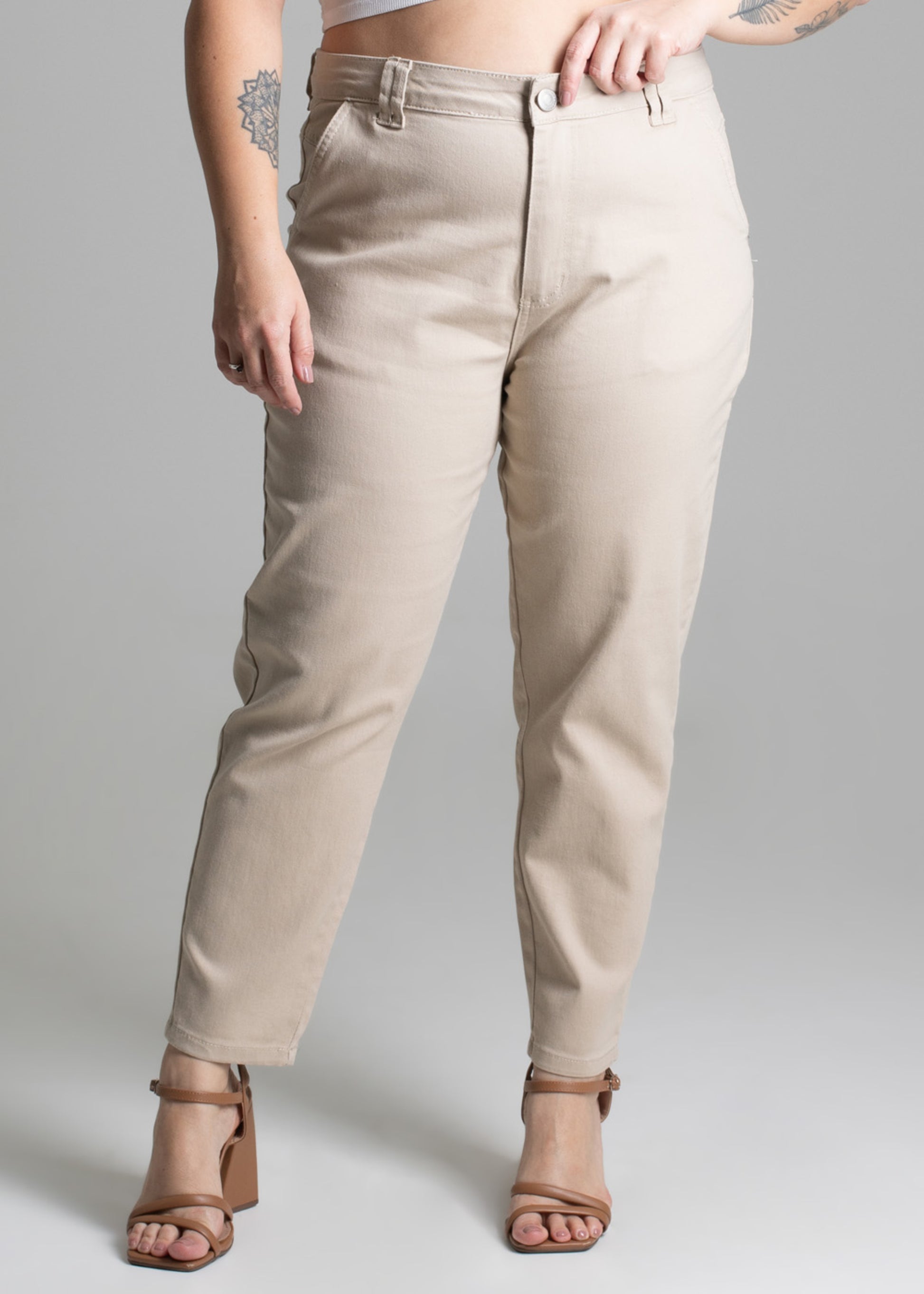 Sawary Plus Size Mom Canvas Pants -277661