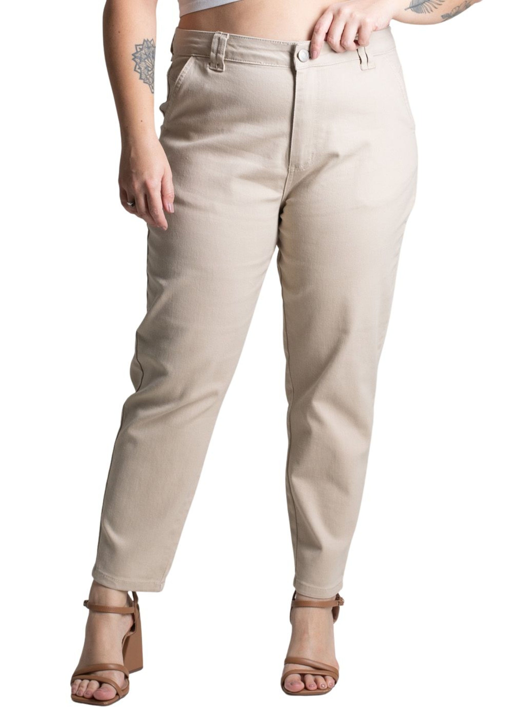 Sawary Plus Size Mom Canvas Pants -277661