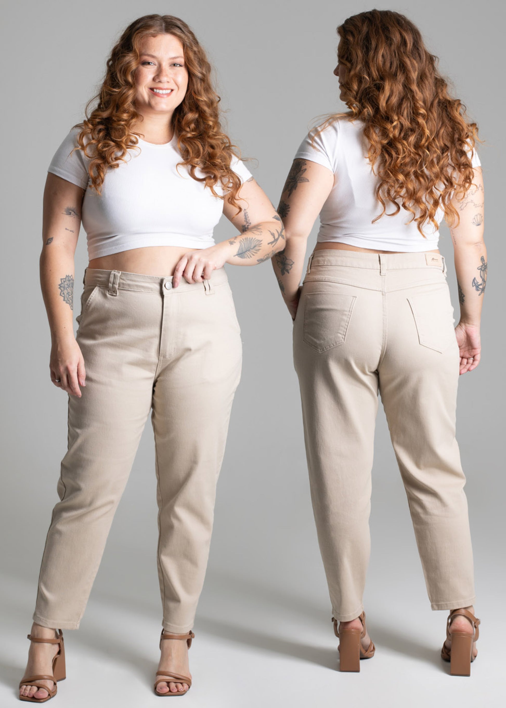 Sawary Plus Size Mom Canvas Pants -277661