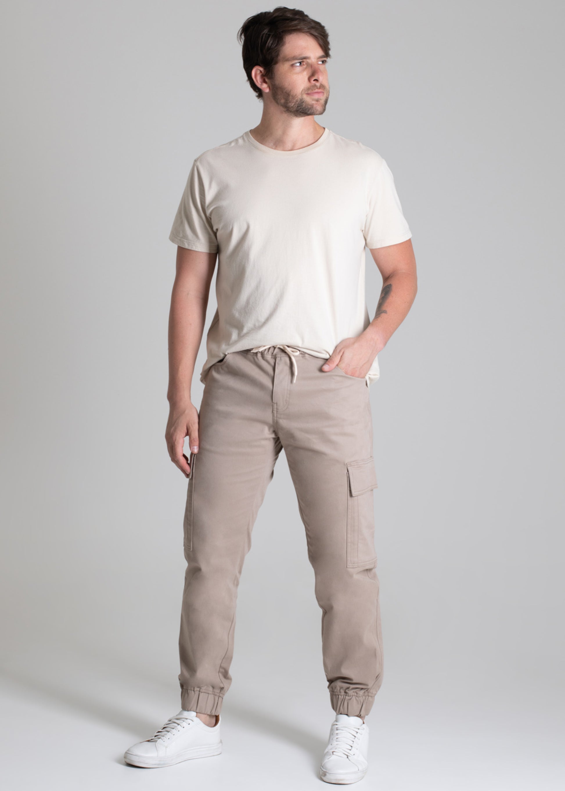 Sawary Jogger Canvas Pants - 278153 BEIGE