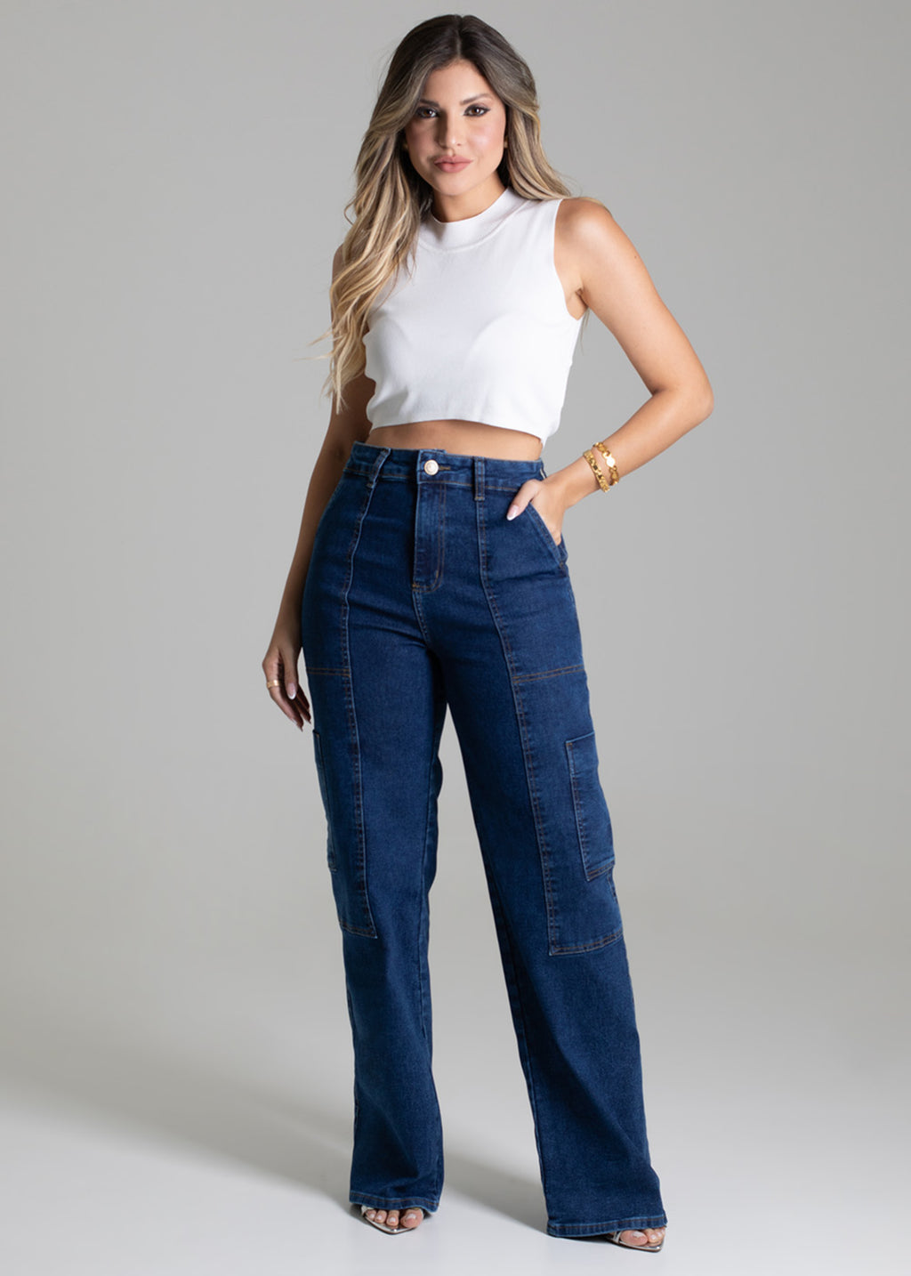 Sawary Wide Leg Jeans Pants - 278418