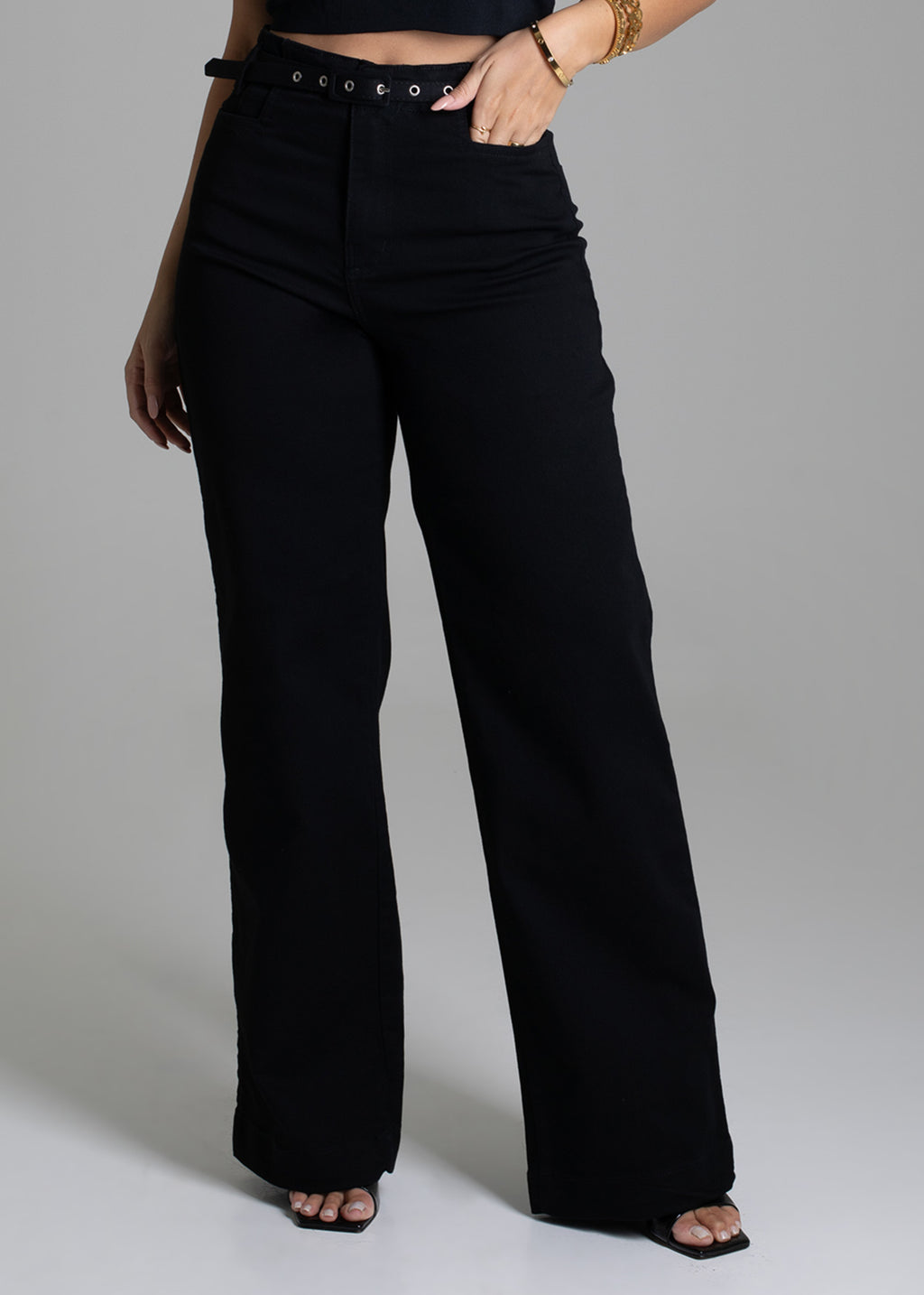 Sawary Wide Leg Canvas Pants - 278426