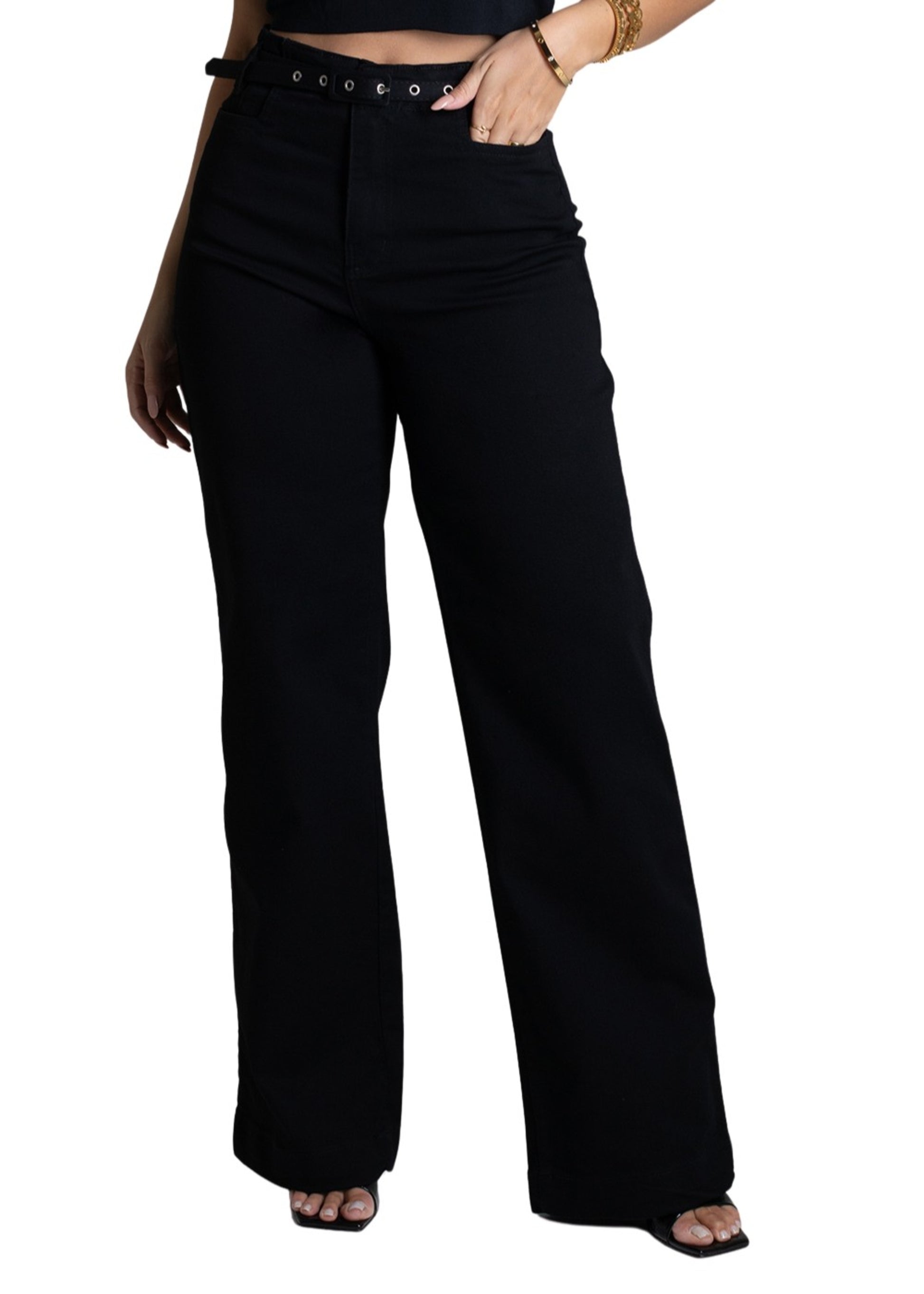 Sawary Wide Leg Canvas Pants - 278426