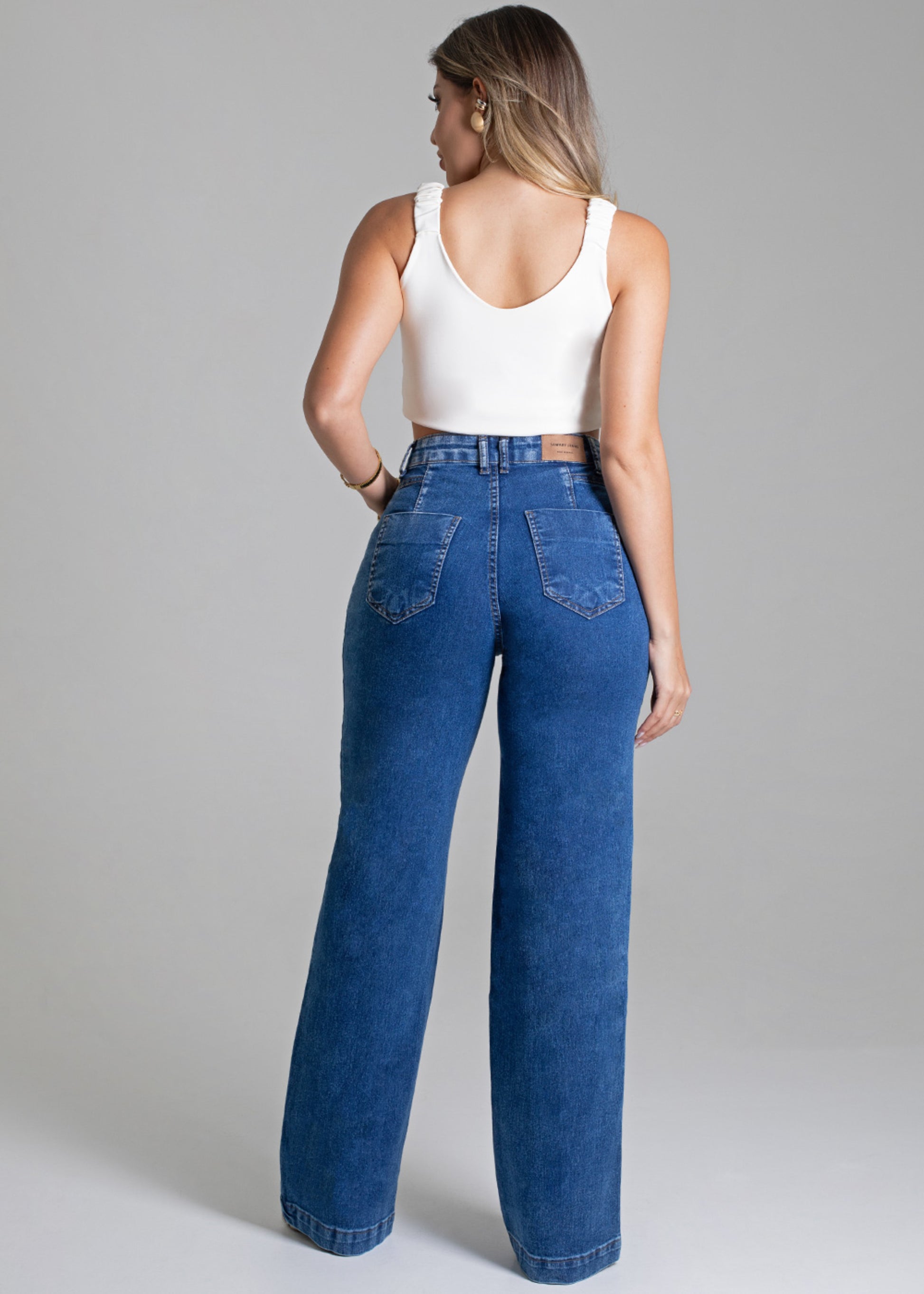 Sawary Wide Leg Jeans Pants - 278534