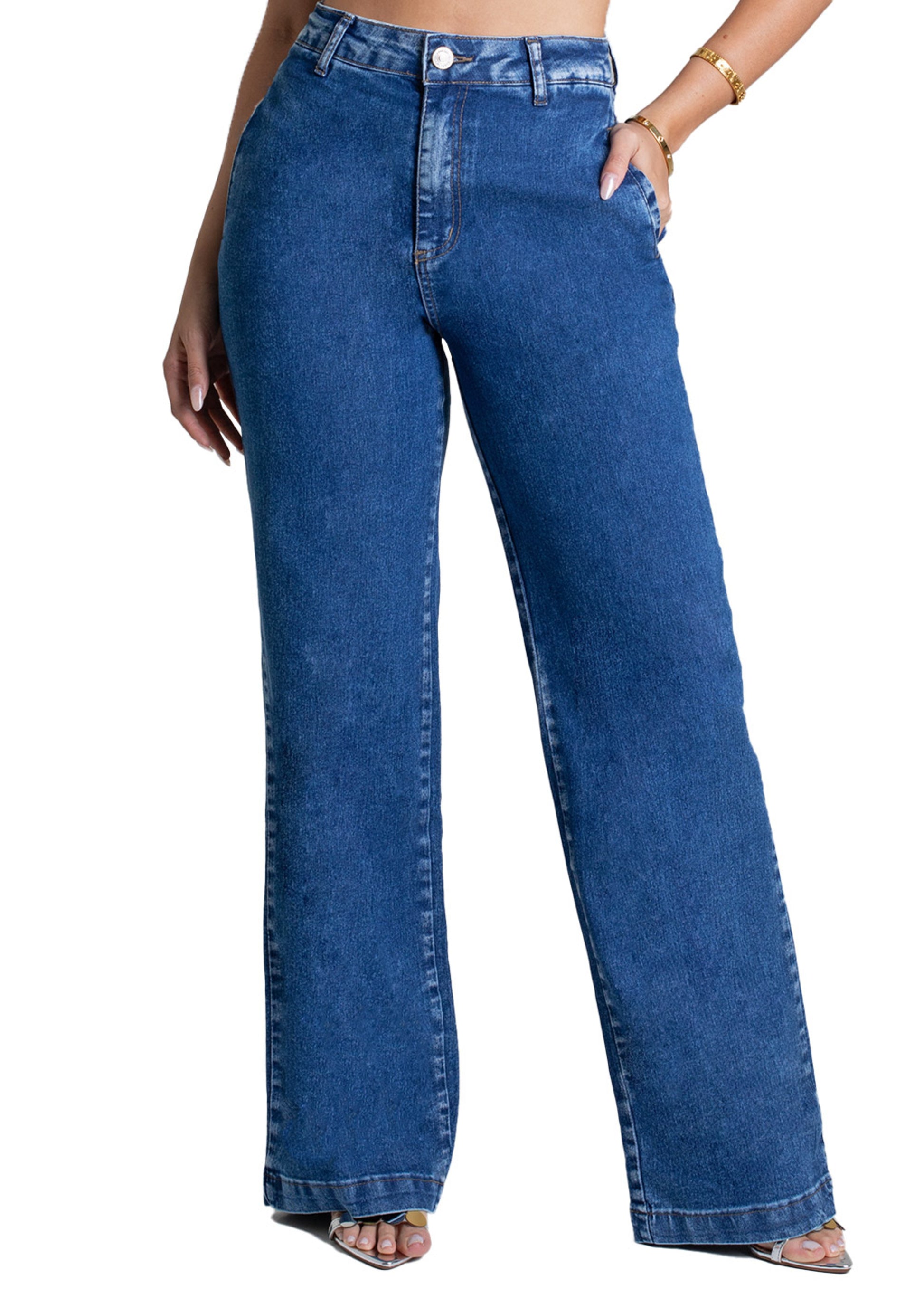 Sawary Wide Leg Jeans Pants - 278534