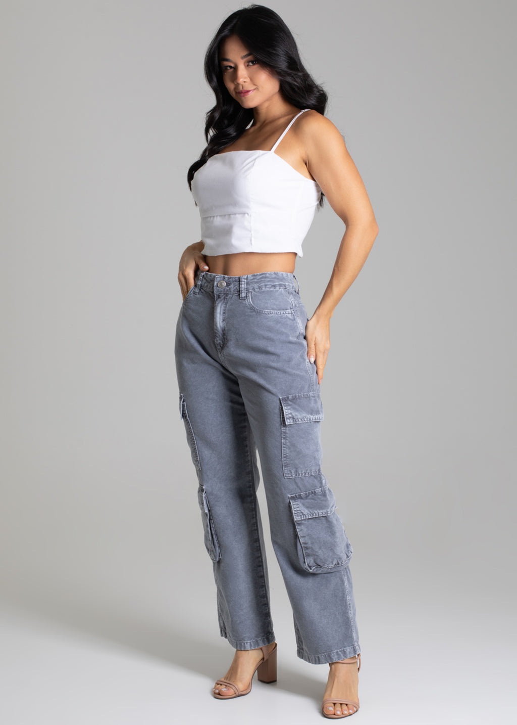 Sawary Straight Canvas Pants - 278902