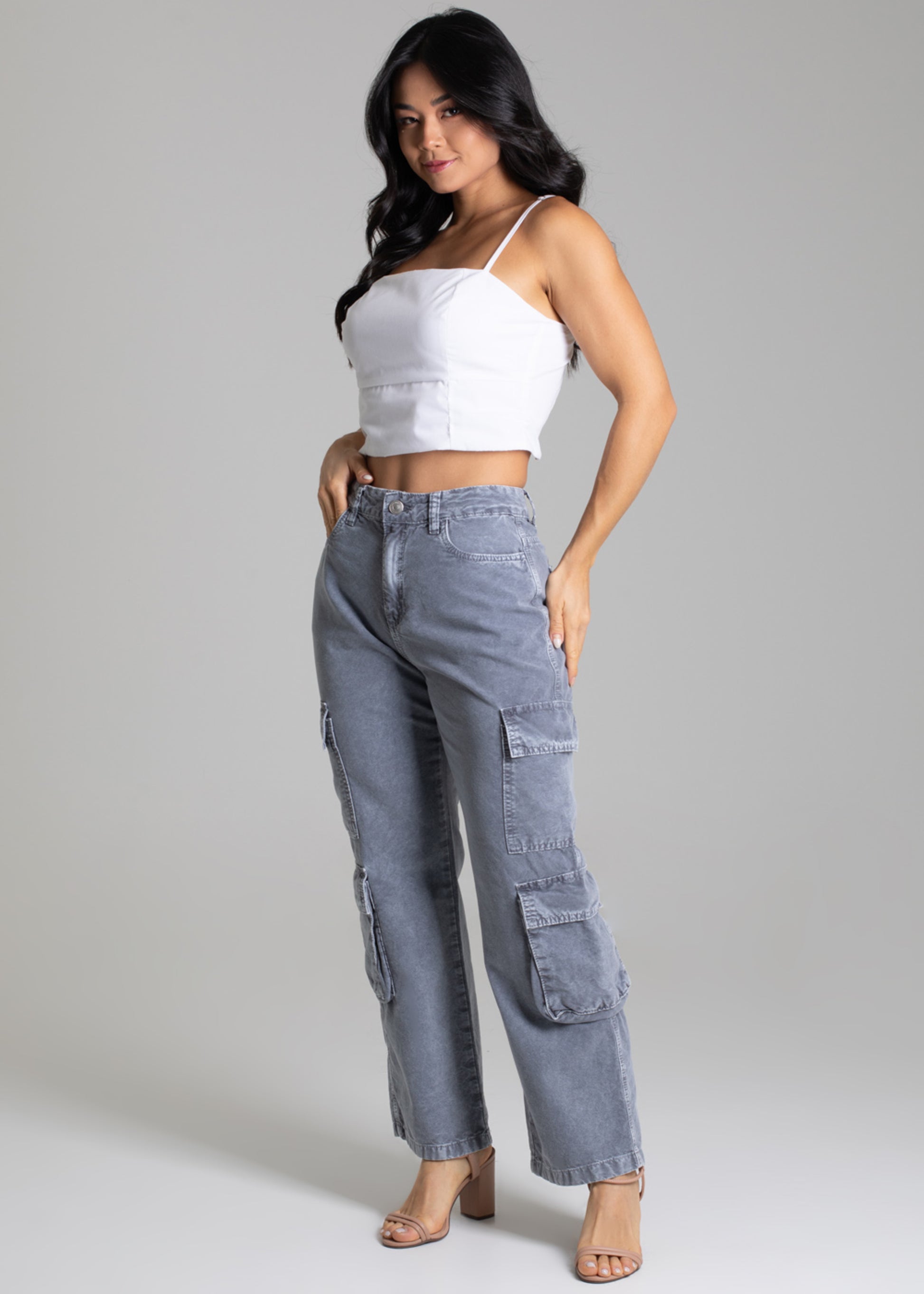 Sawary Straight Canvas Pants - 278902