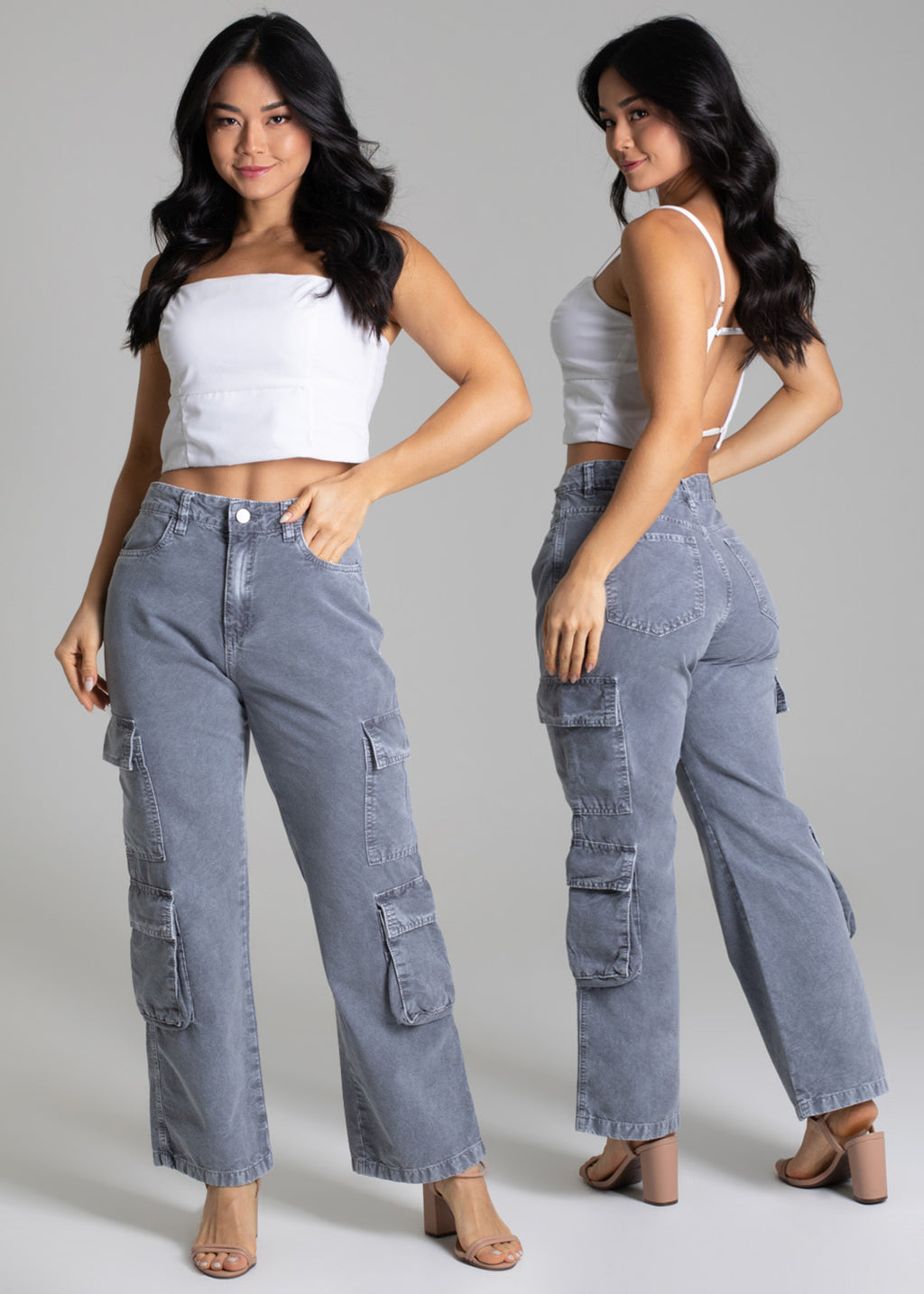 Sawary Straight Canvas Pants - 278902