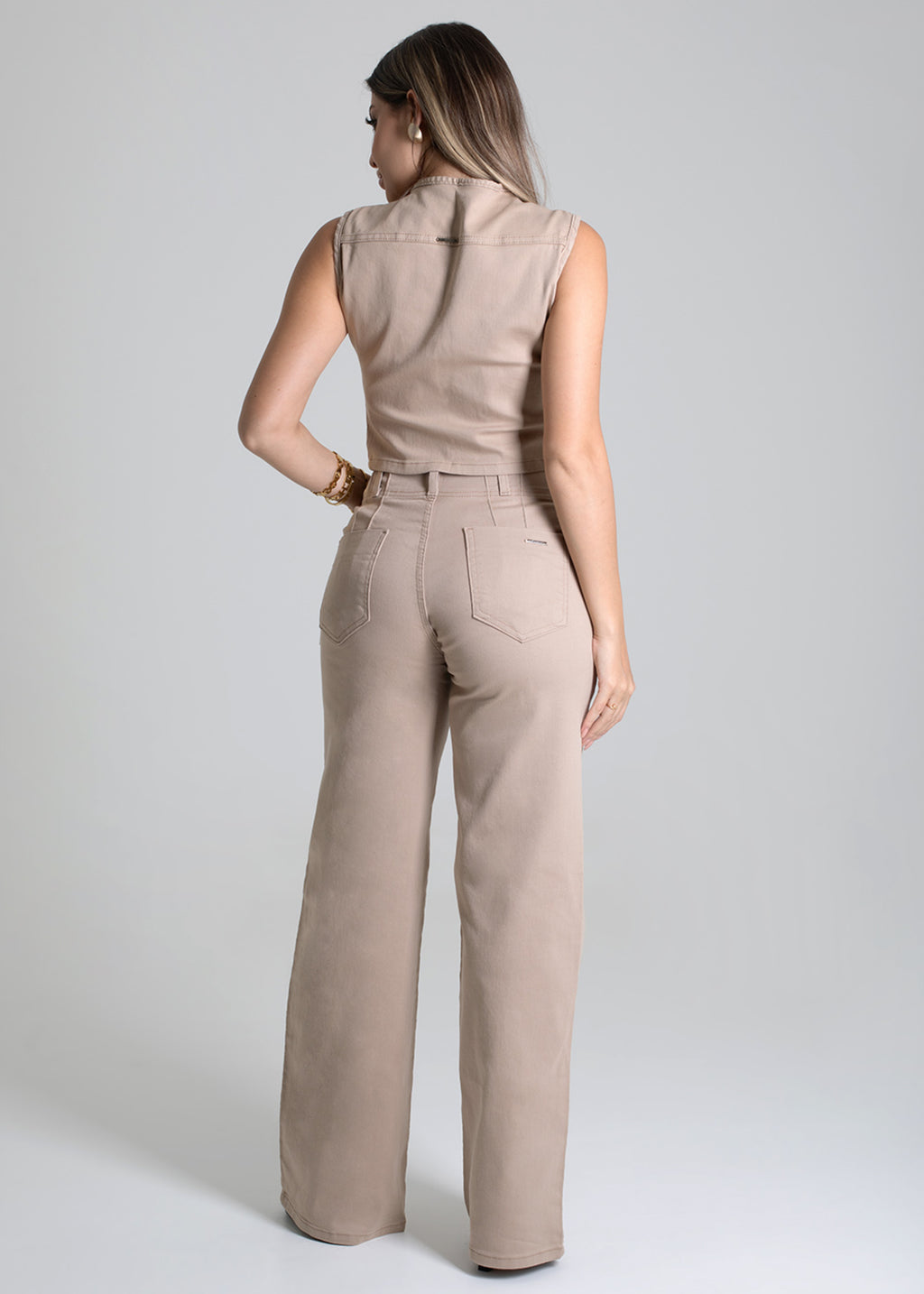 Sawary Wide Leg Canvas Pants - 278913 BEIGE