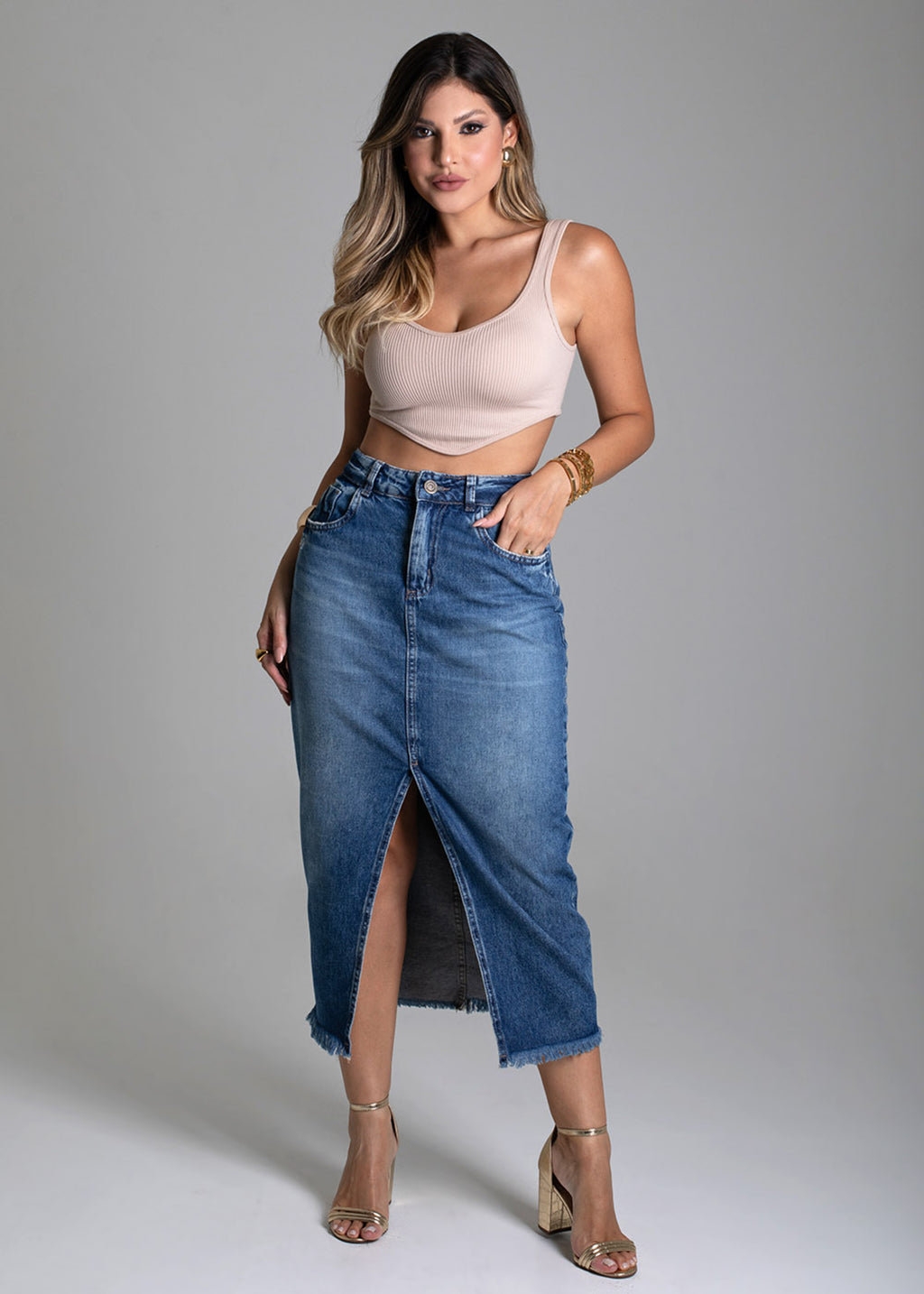 Sawary Midi Jeans Skirt - 278924