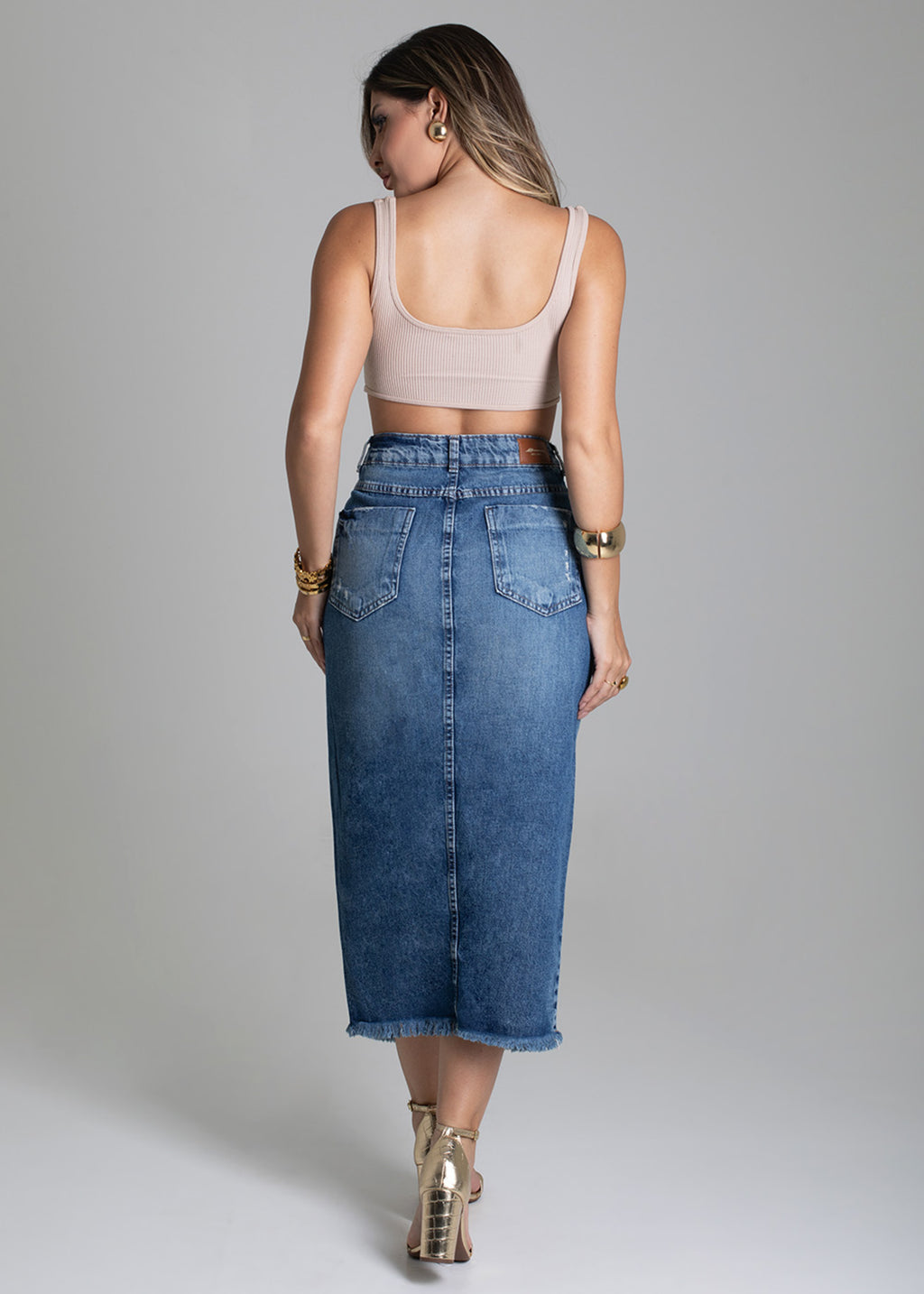 Sawary Midi Jeans Skirt - 278924