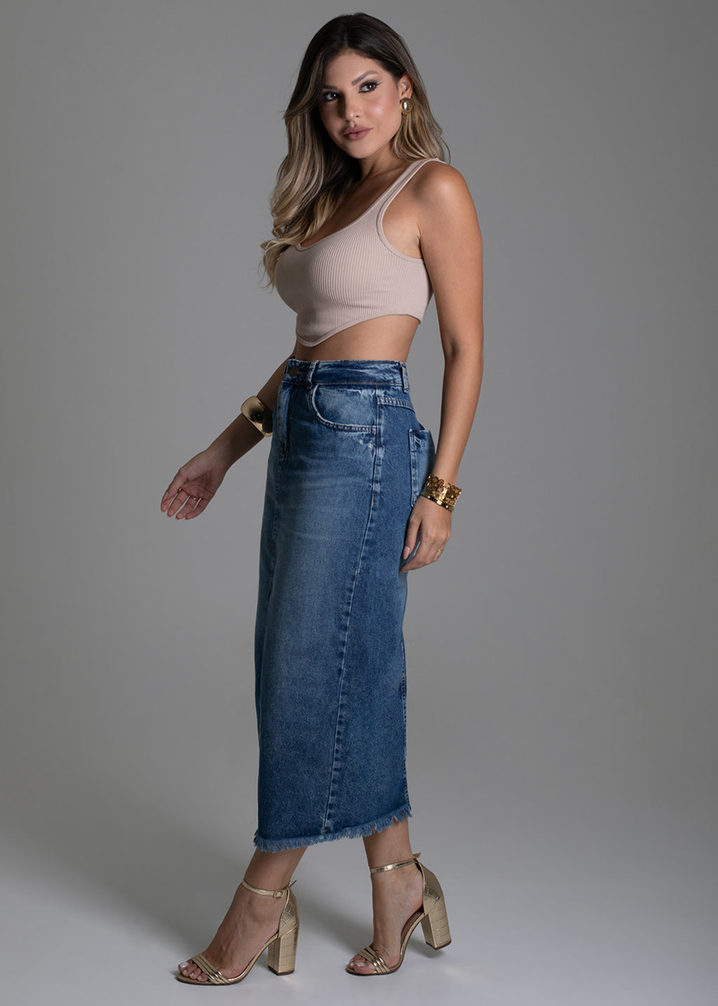Sawary Midi Jeans Skirt - 278924