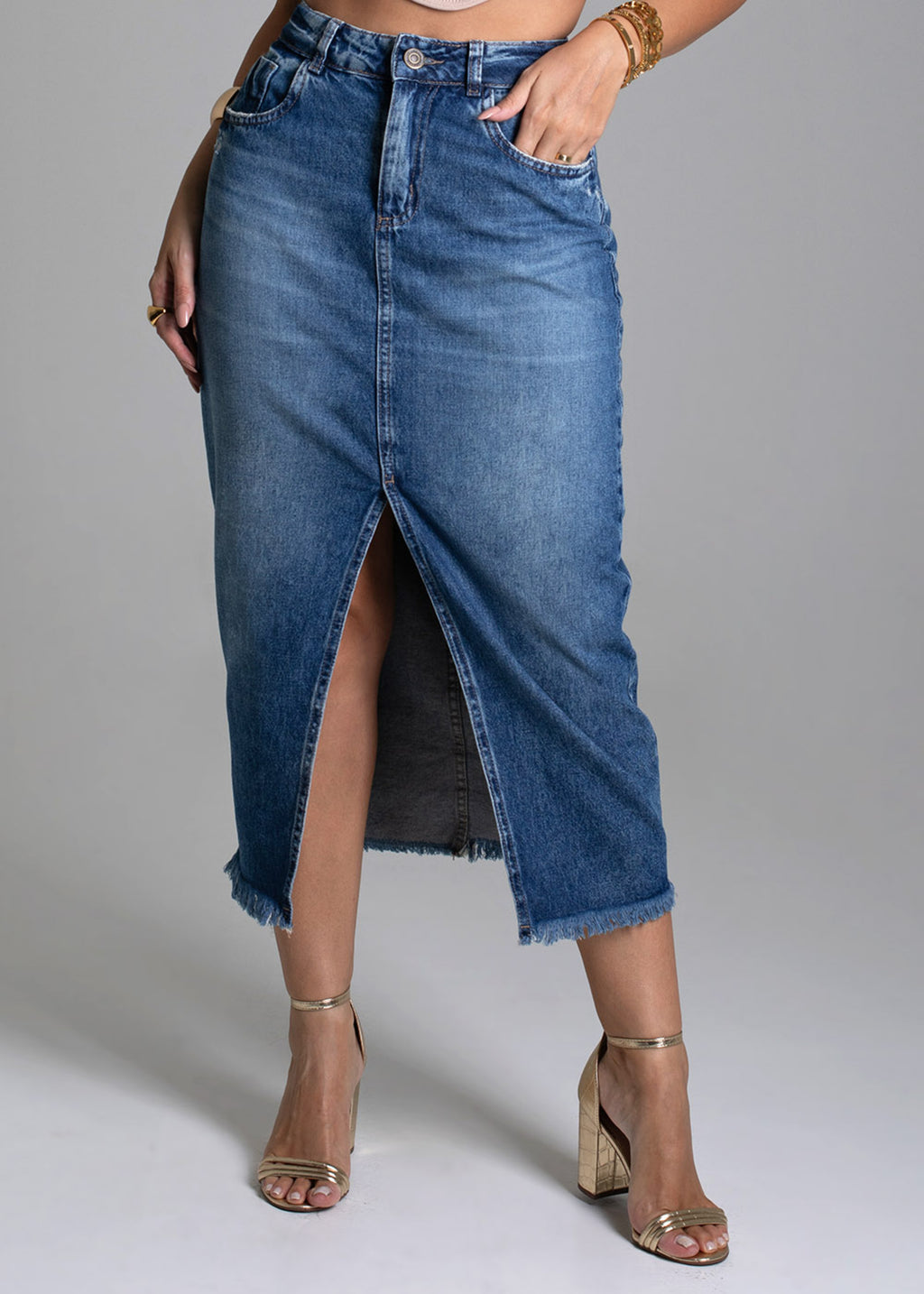 Sawary Midi Jeans Skirt - 278924