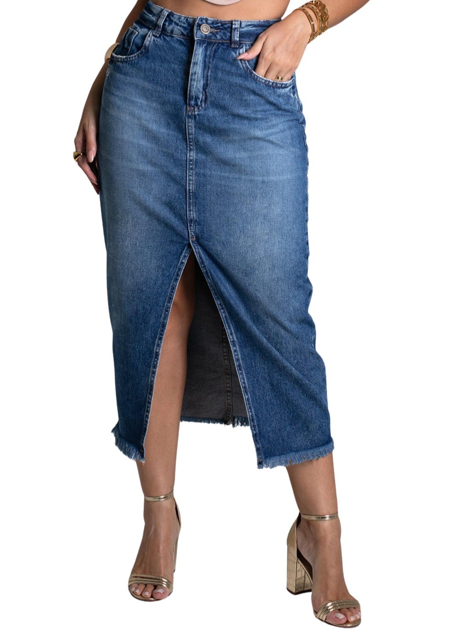 Sawary Midi Jeans Skirt - 278924
