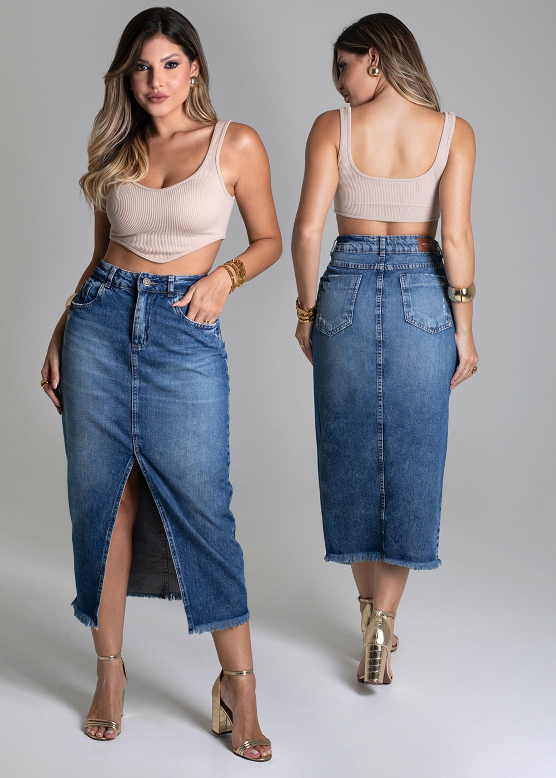 Sawary Midi Jeans Skirt - 278924
