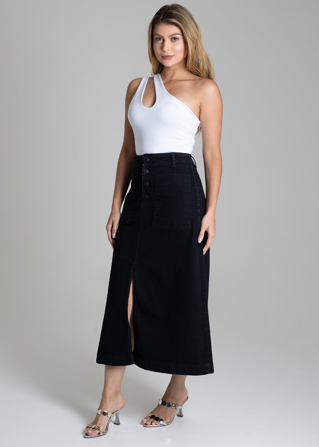 Sawary Midi Canvas Skirt - 279017