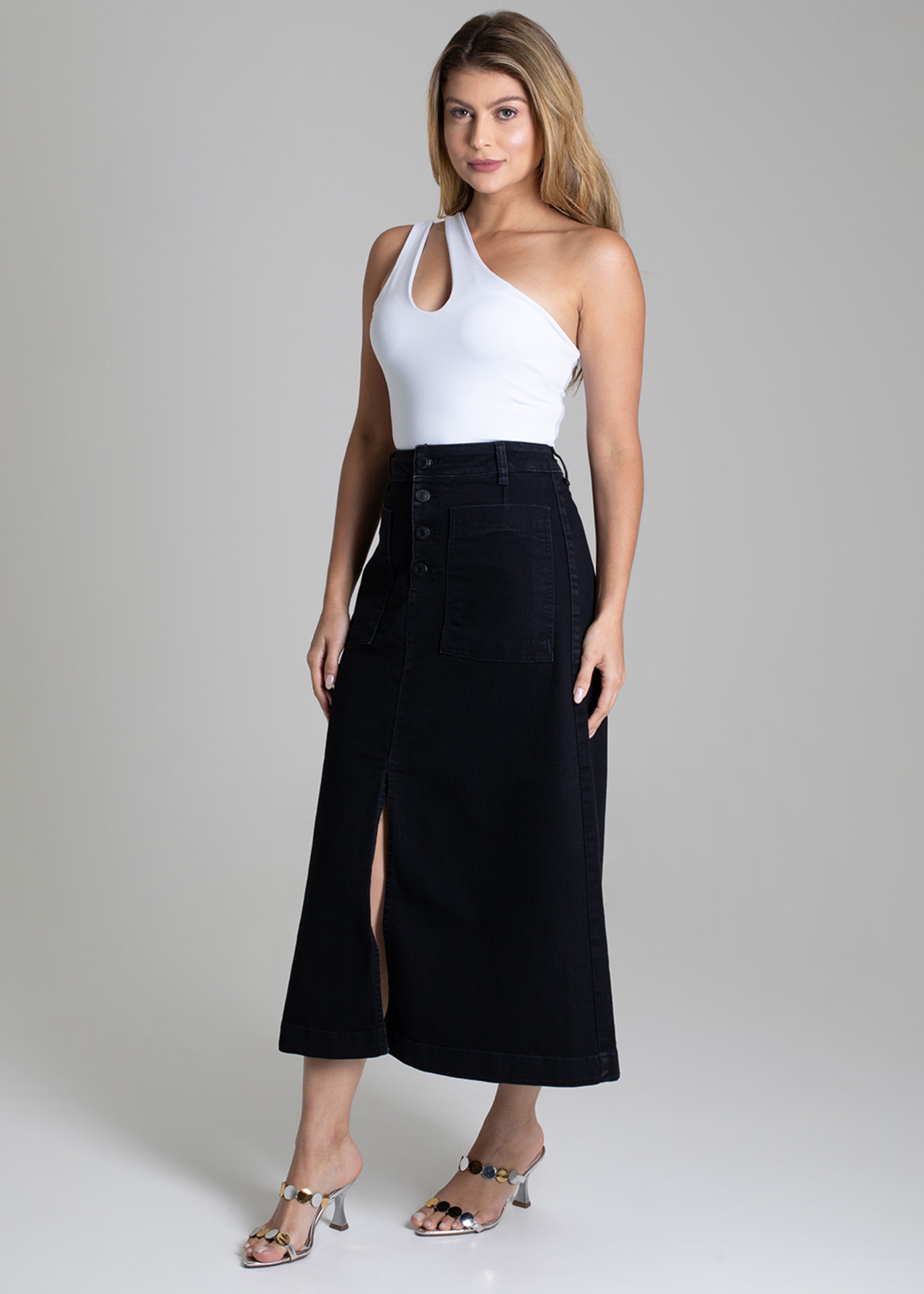 Sawary Midi Canvas Skirt - 279017